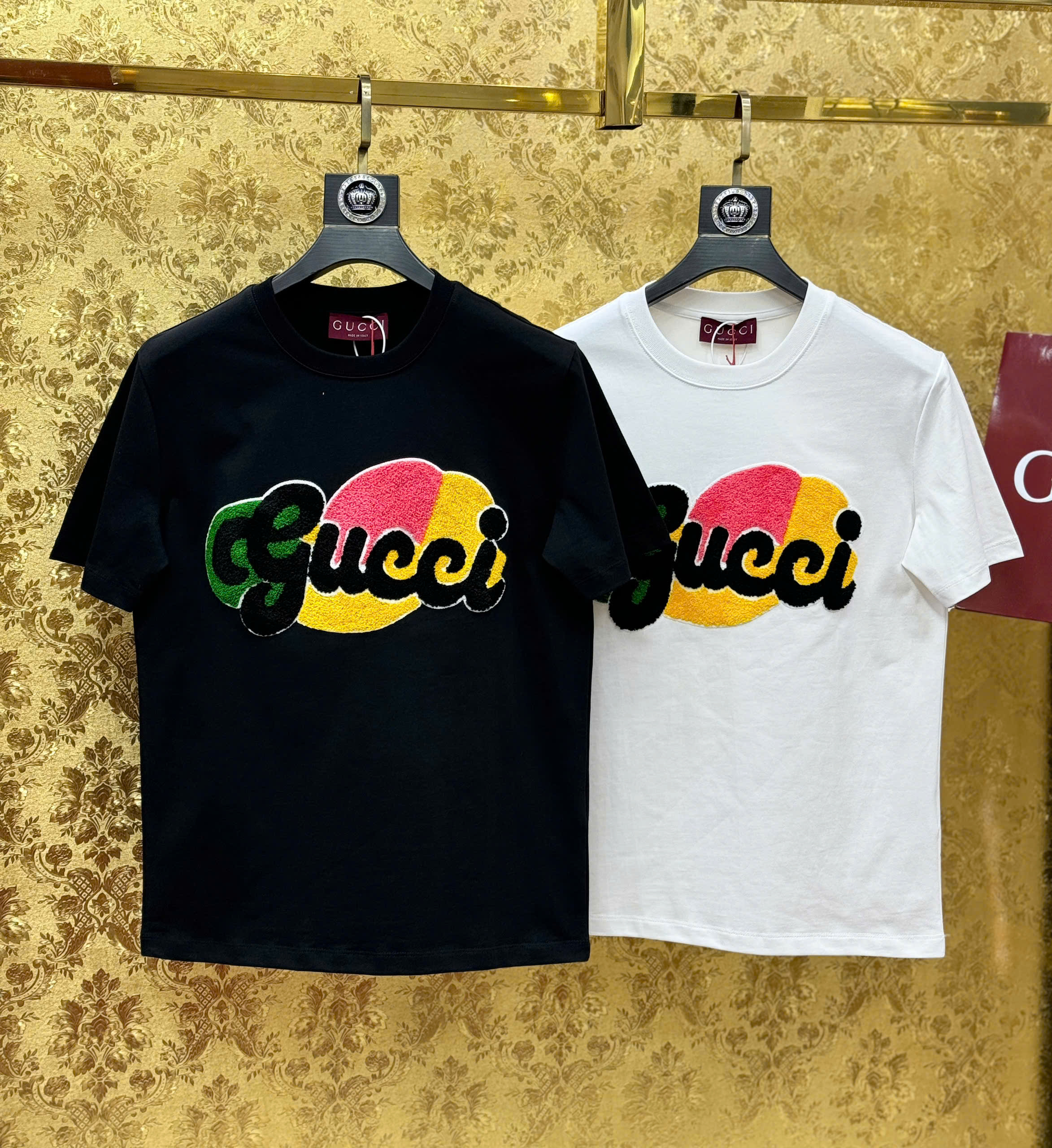 Áo phông T shirt Gucci GC logo thêu wash ngực nhiều màu Like Auth 44-50 CD