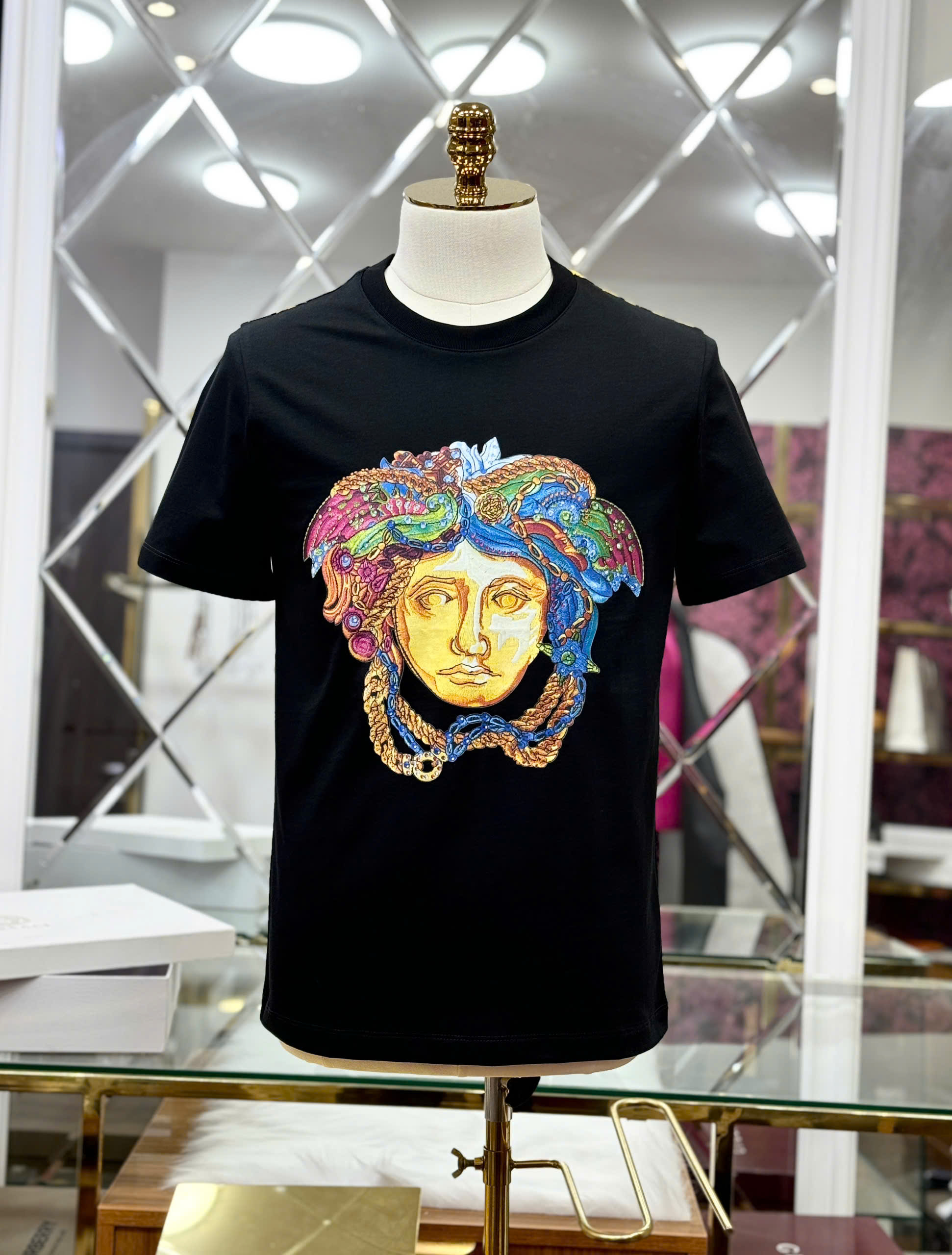 Áo phông T shirt Versace VS họa tiết mặt quỷ Like Auth 46-50 CD