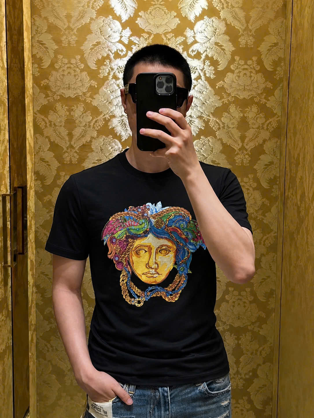 Áo phông T shirt Versace VS họa tiết mặt quỷ Like Auth 46-50 CD