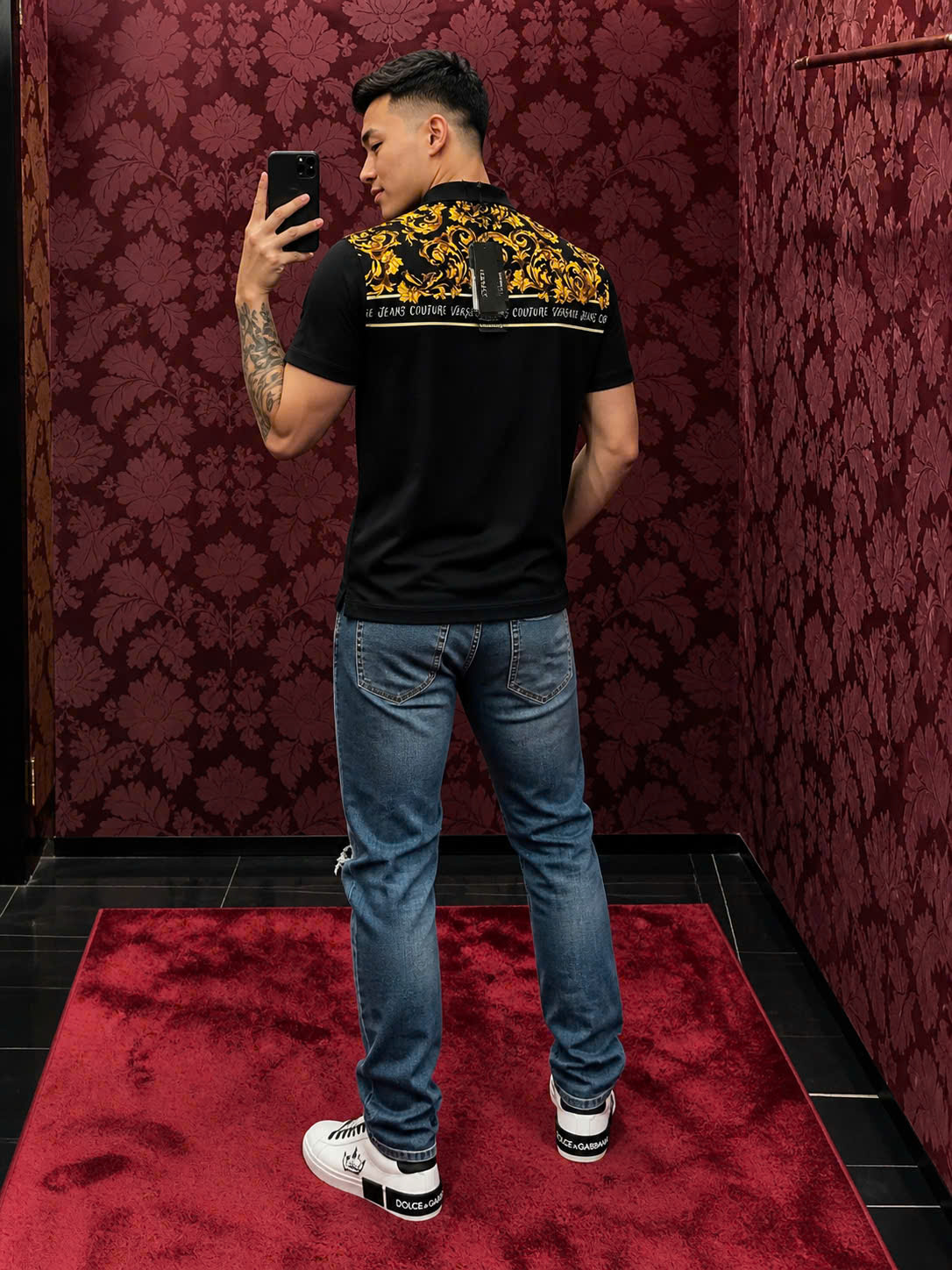 Áo phông T shirt Versace VS họa tiết mặt quỷ Like Auth 46-50 CD