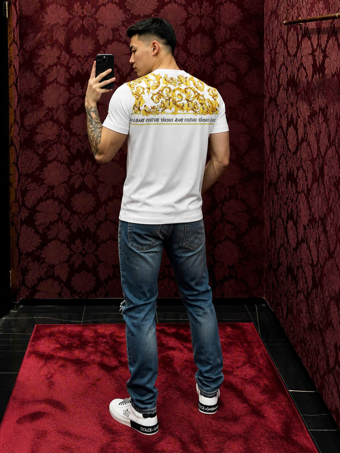 Áo phông T shirt Versace VS họa tiết mặt quỷ Like Auth 46-50 CD