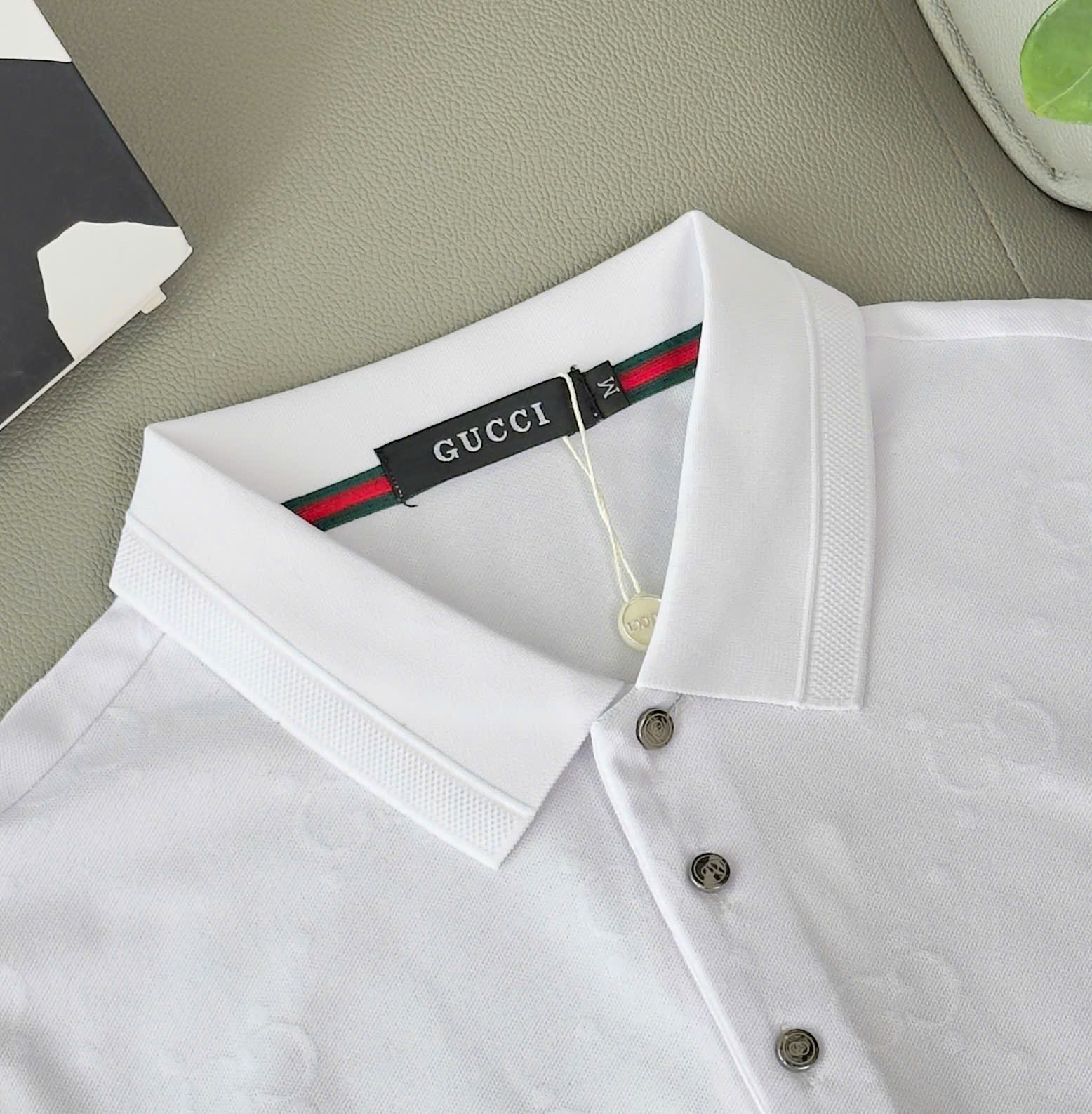 Áo polo Gucci GC logo full bóng mờ Like Auth M-XXL DDT\Trắng