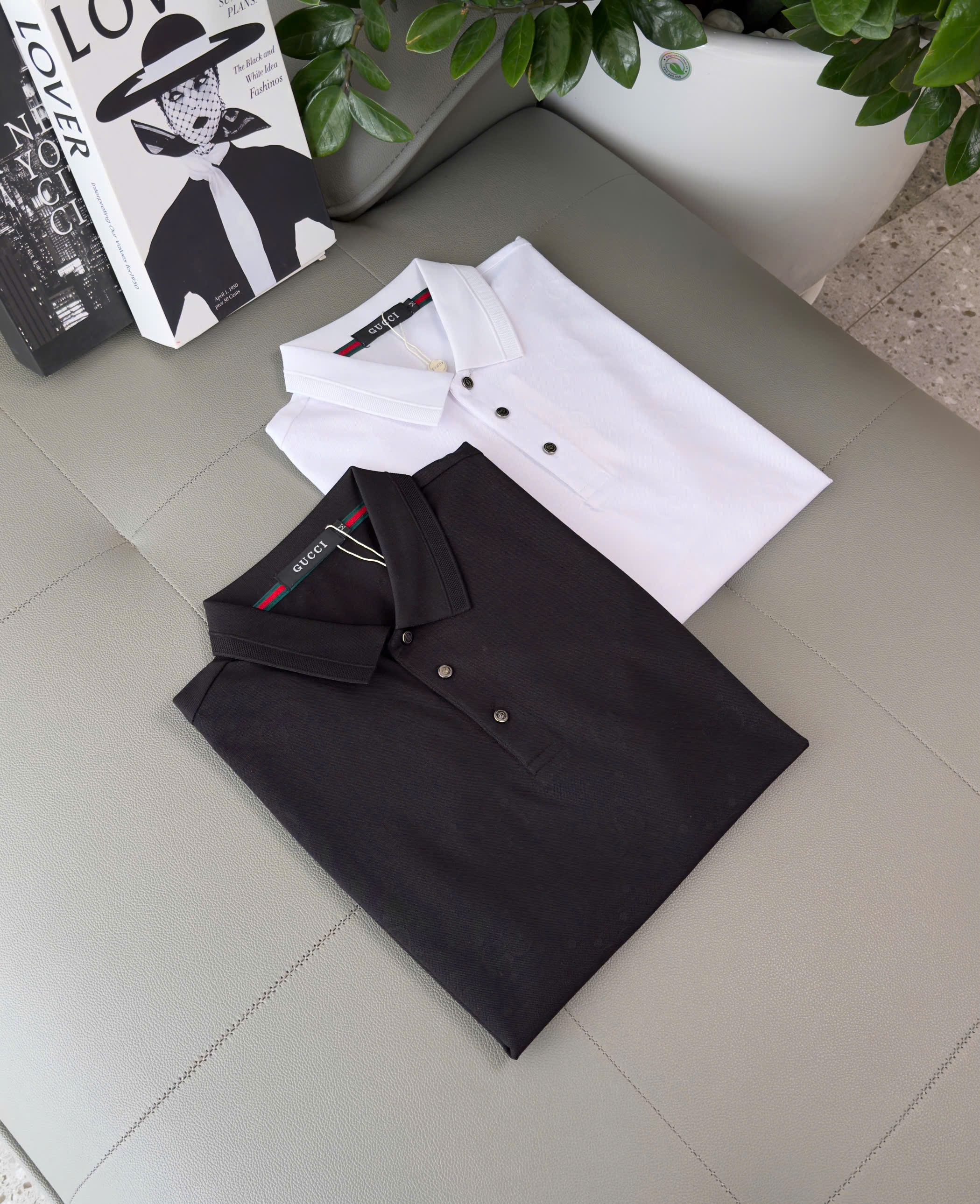 Áo polo Gucci GC logo full bóng mờ Like Auth M-XXL DDT\Trắng