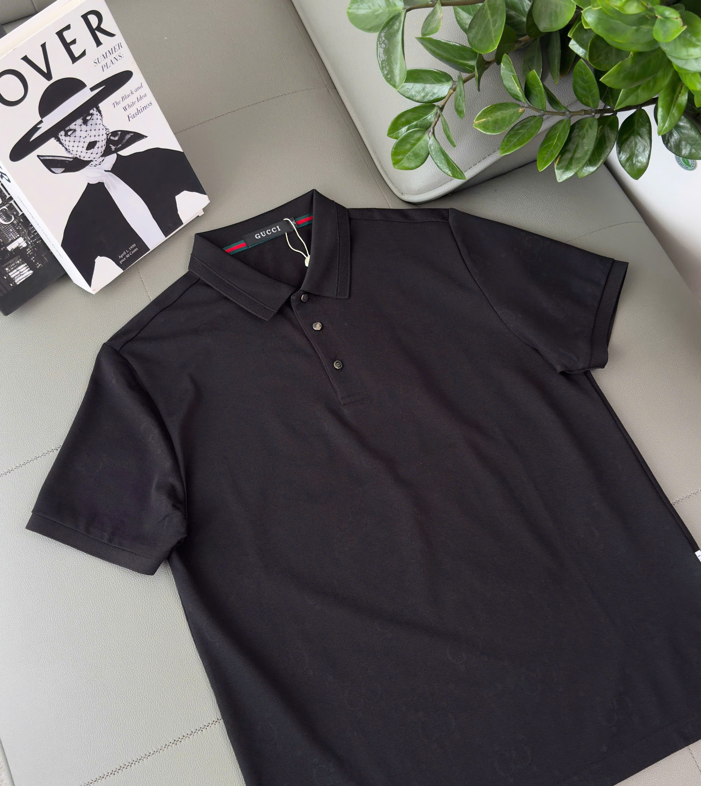 Áo polo Gucci GC logo full bóng mờ Like Auth M-XXL DDT\Đen