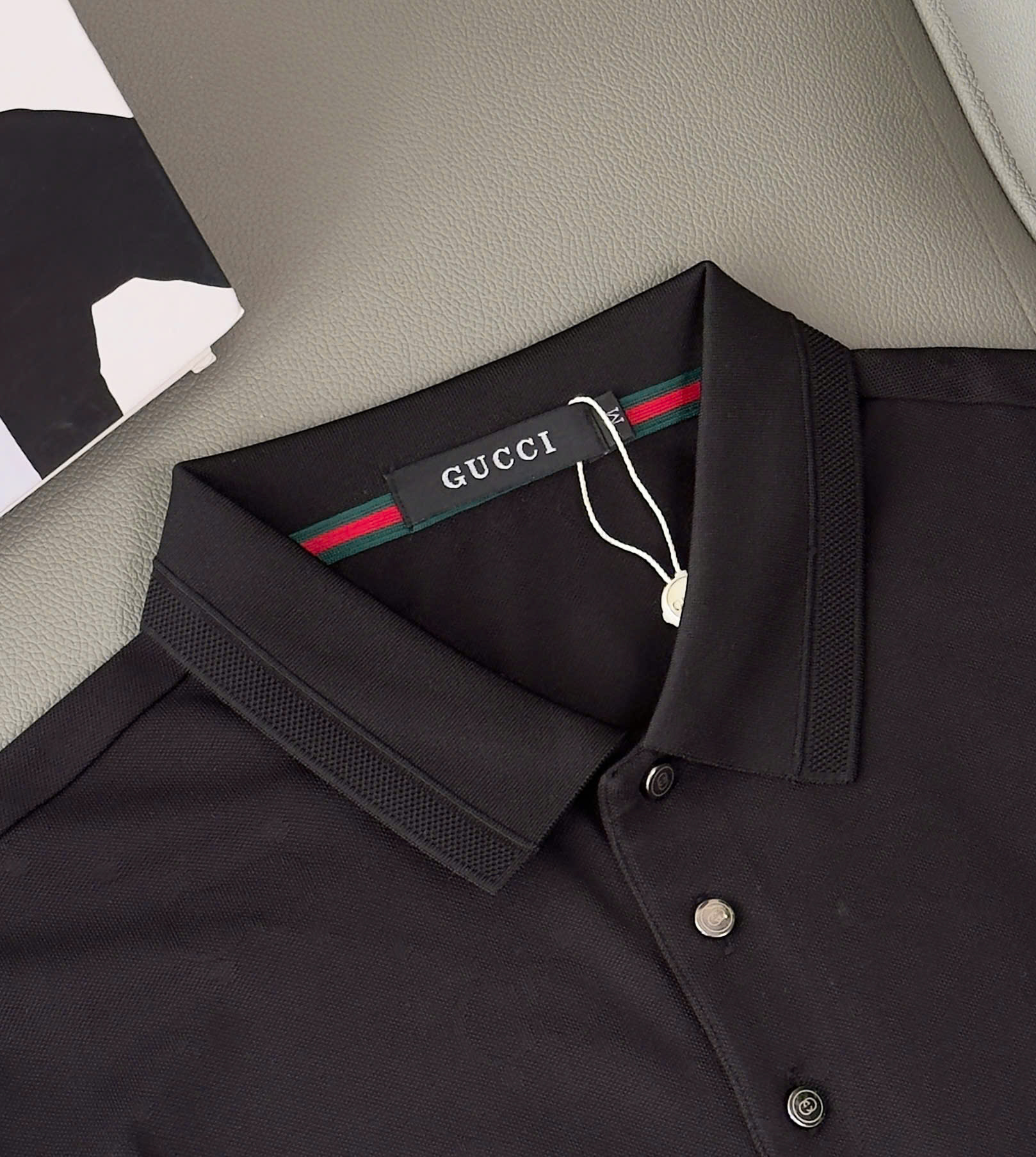 Áo polo Gucci GC logo full bóng mờ Like Auth M-XXL DDT\Đen