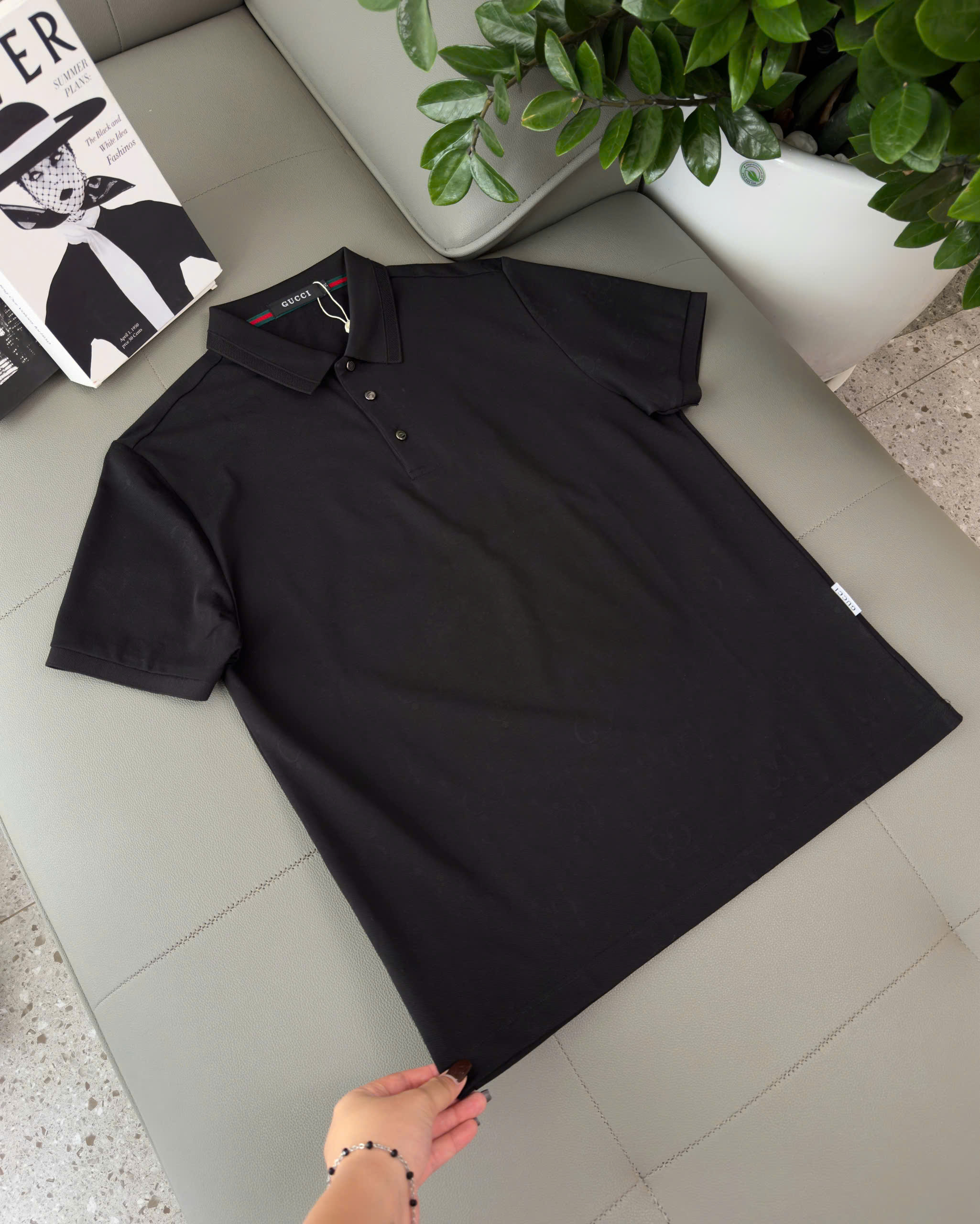Áo polo Gucci GC logo full bóng mờ Like Auth M-XXL DDT\Đen