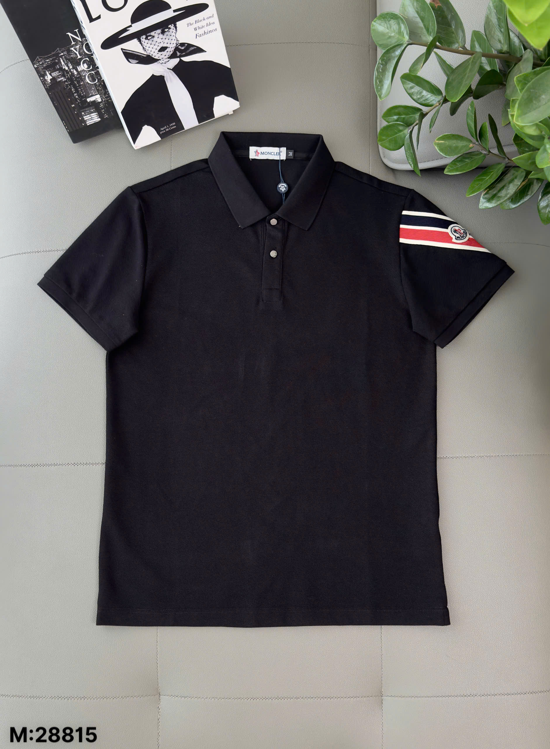 Áo polo Moncler kẻ sọc Xanh Đỏ check tay Like Auth M-XXL DDT\Đen