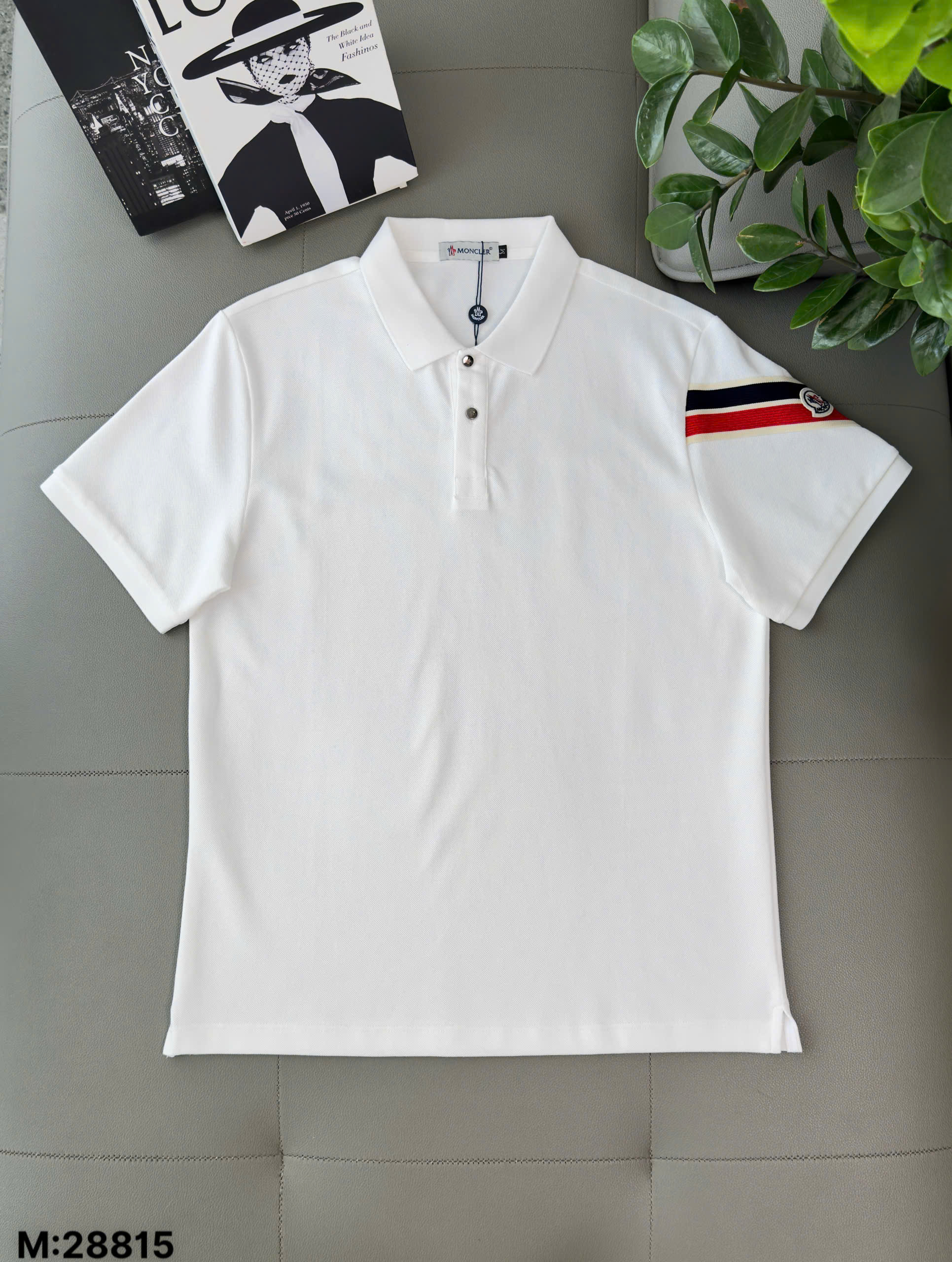 Áo polo Moncler kẻ sọc Xanh Đỏ check tay Like Auth M-XXL DDT\Trắng