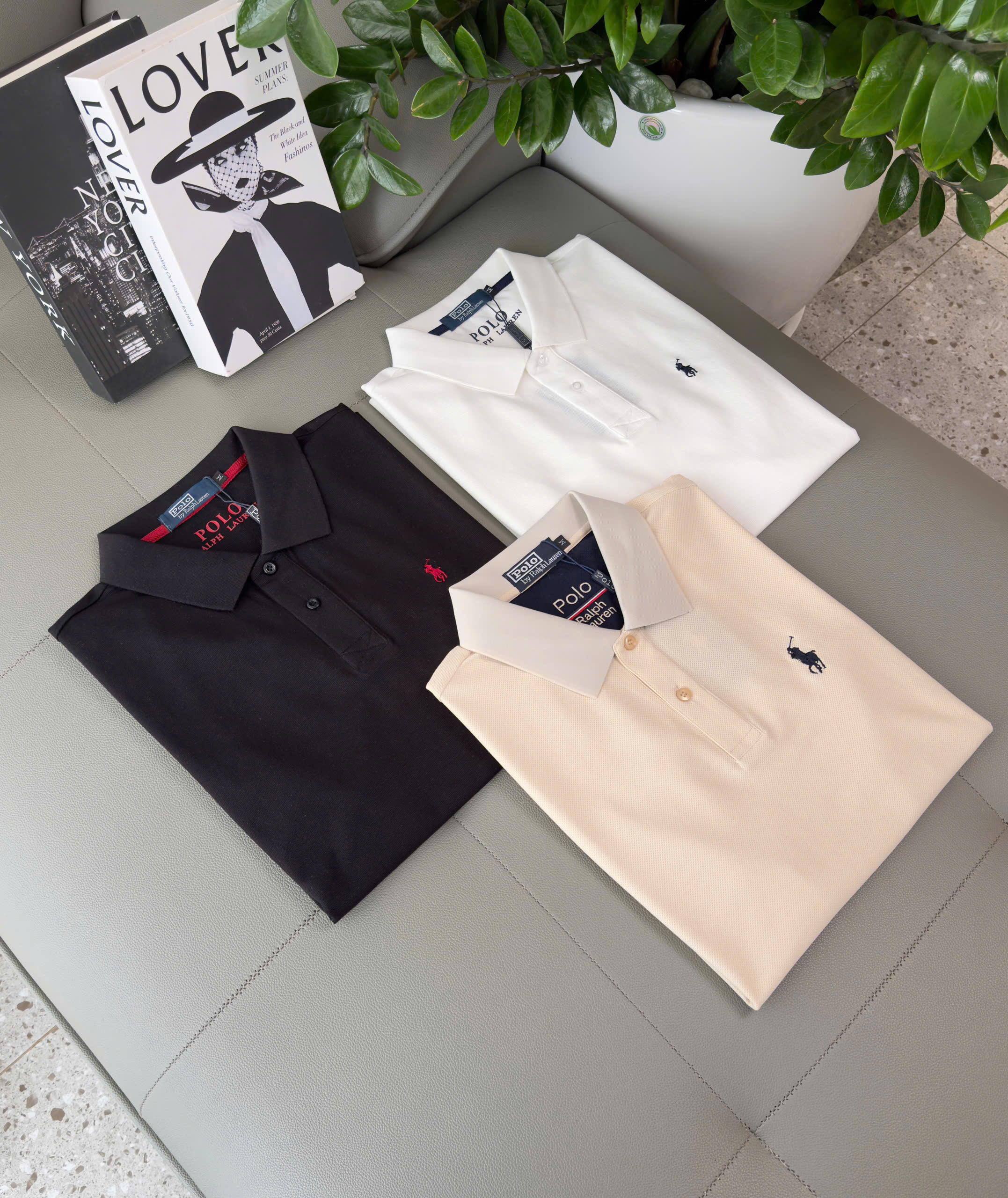 Áo Polo Ralph Laurent bo kẻ viền tay logo thêu cưỡi ngựa ngực Like Auth M-XXL DDT\Be