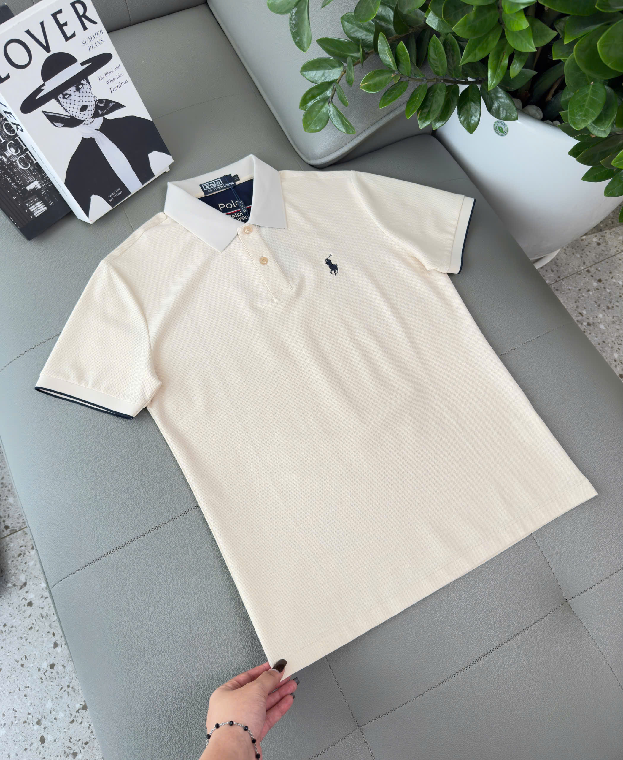 Áo Polo Ralph Laurent bo kẻ viền tay logo thêu cưỡi ngựa ngực Like Auth M-XXL DDT\Be