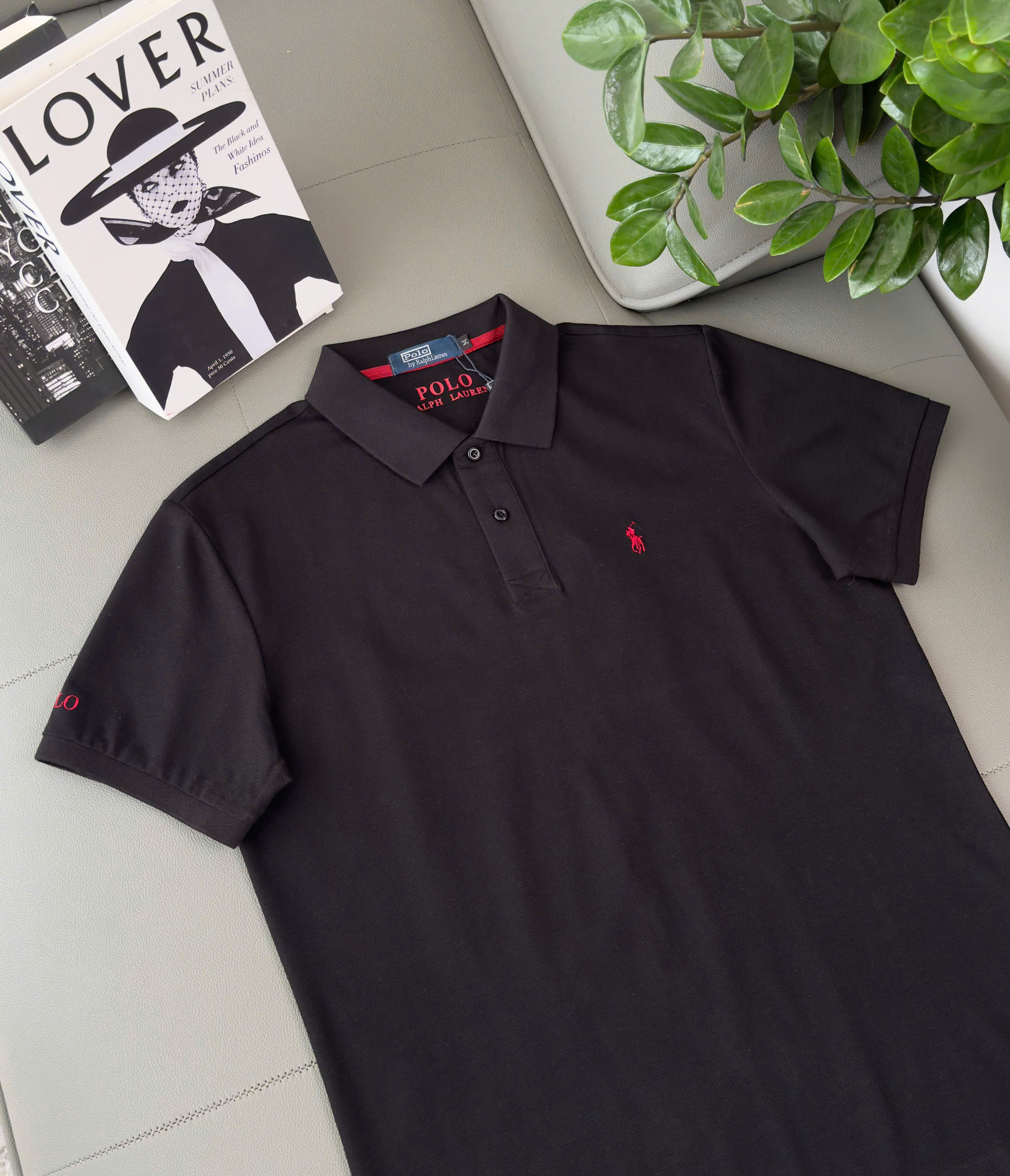 Áo Polo Ralph Laurent bo kẻ viền tay logo thêu cưỡi ngựa ngực Like Auth M-XXL DDT\Đen