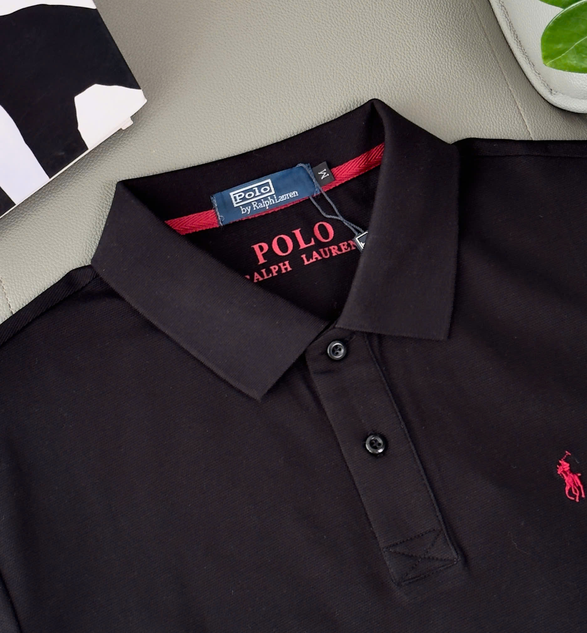 Áo Polo Ralph Laurent bo kẻ viền tay logo thêu cưỡi ngựa ngực Like Auth M-XXL DDT\Đen
