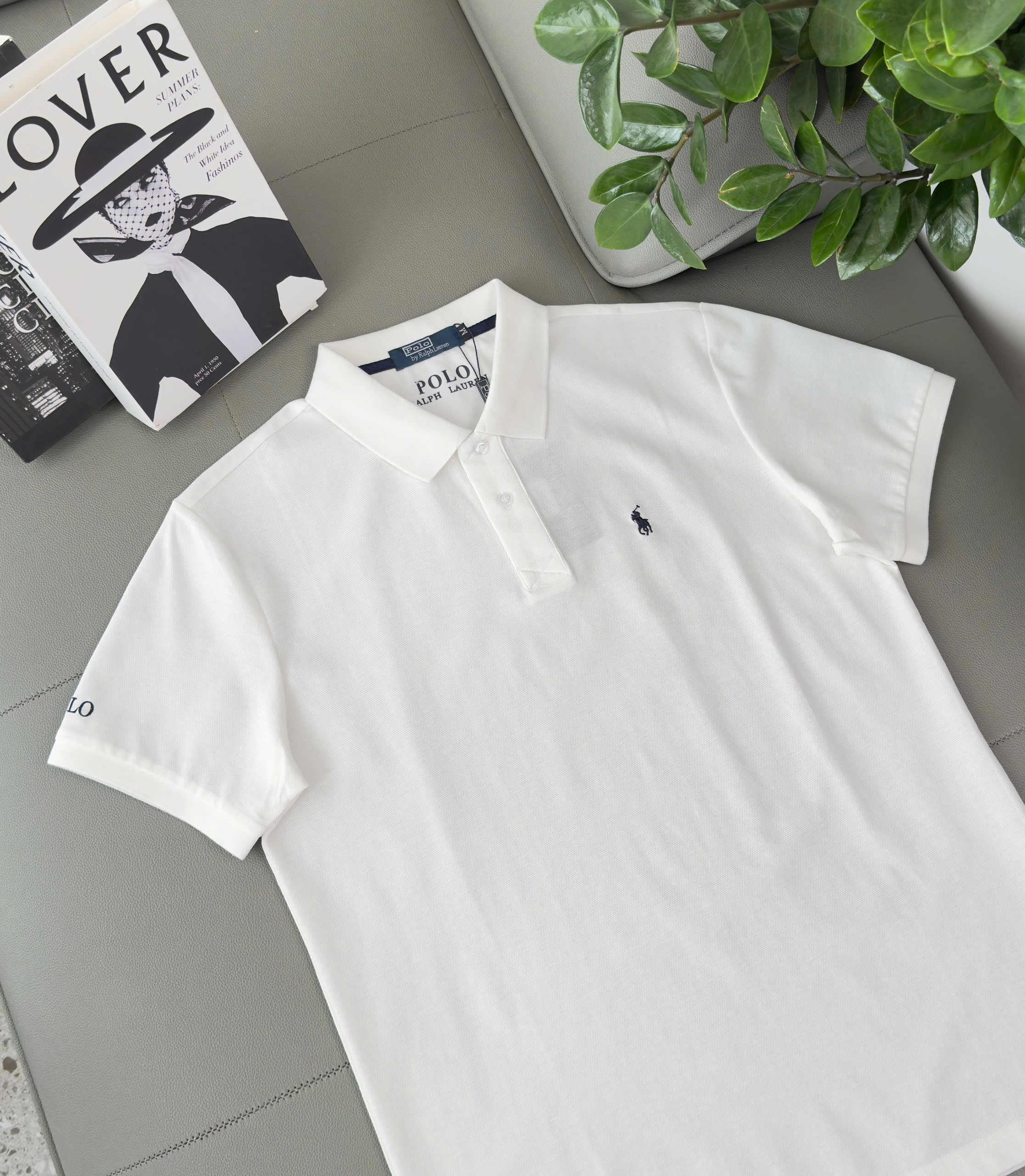 Áo Polo Ralph Laurent bo kẻ viền tay logo thêu cưỡi ngựa ngực Like Auth M-XXL DDT\Trắng