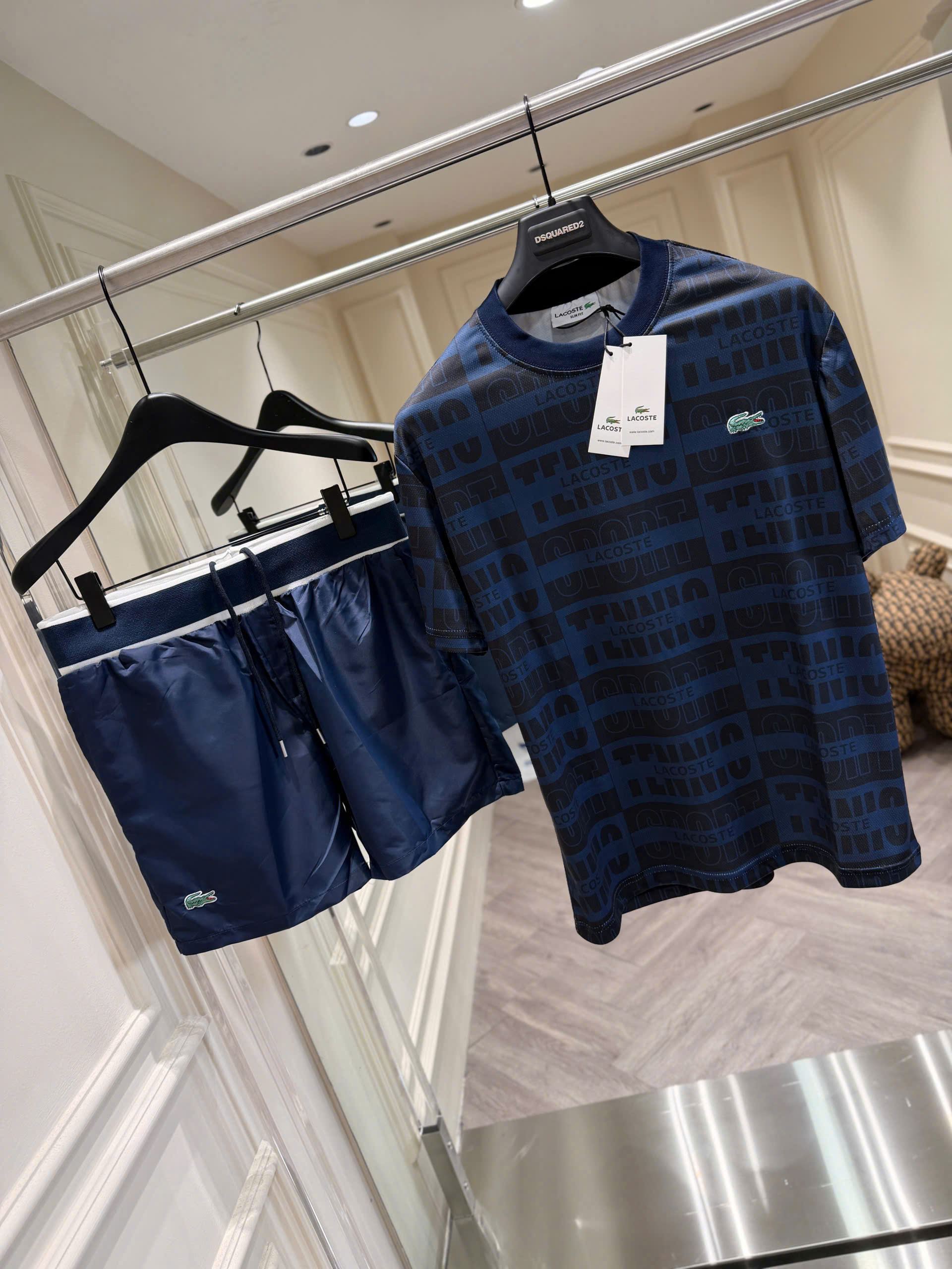 Set bộ thể thao hè Lacoste logo full áo quần thêu cá sấu Like Auth S-XL MK