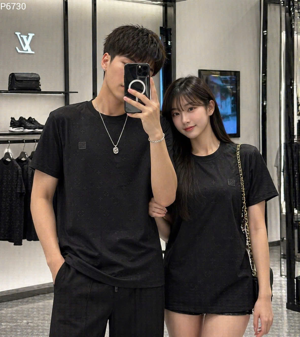 Áo phông T shirt Louis Vuitton LV logo thêu nổi monogram tag ngực Like Auth 48-54 MK