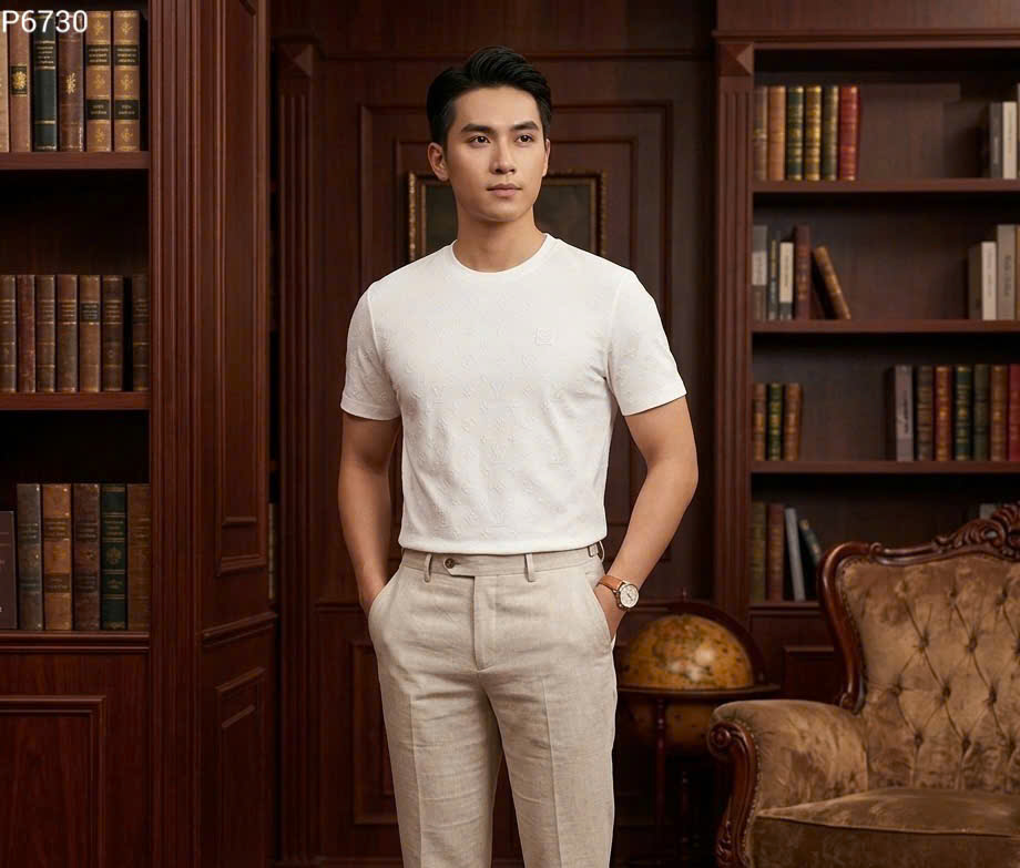 Áo phông T shirt Louis Vuitton LV logo thêu nổi monogram tag ngực Like Auth 48-54 MK