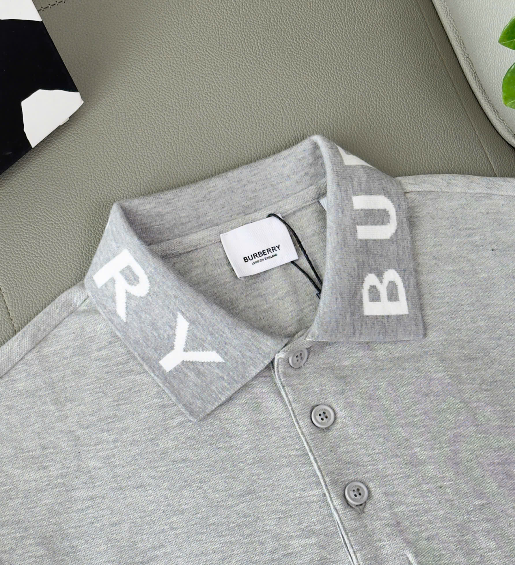 Áo polo Burberry BBR basic logo to check cổ Like Auth S-XL DDT\Xám