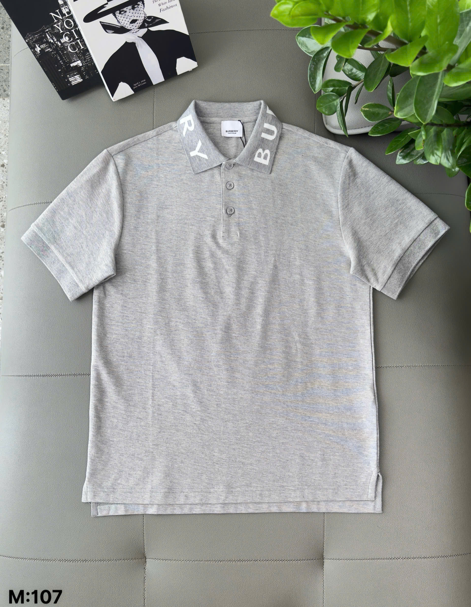 Áo polo Burberry BBR basic logo to check cổ Like Auth S-XL DDT\Xám