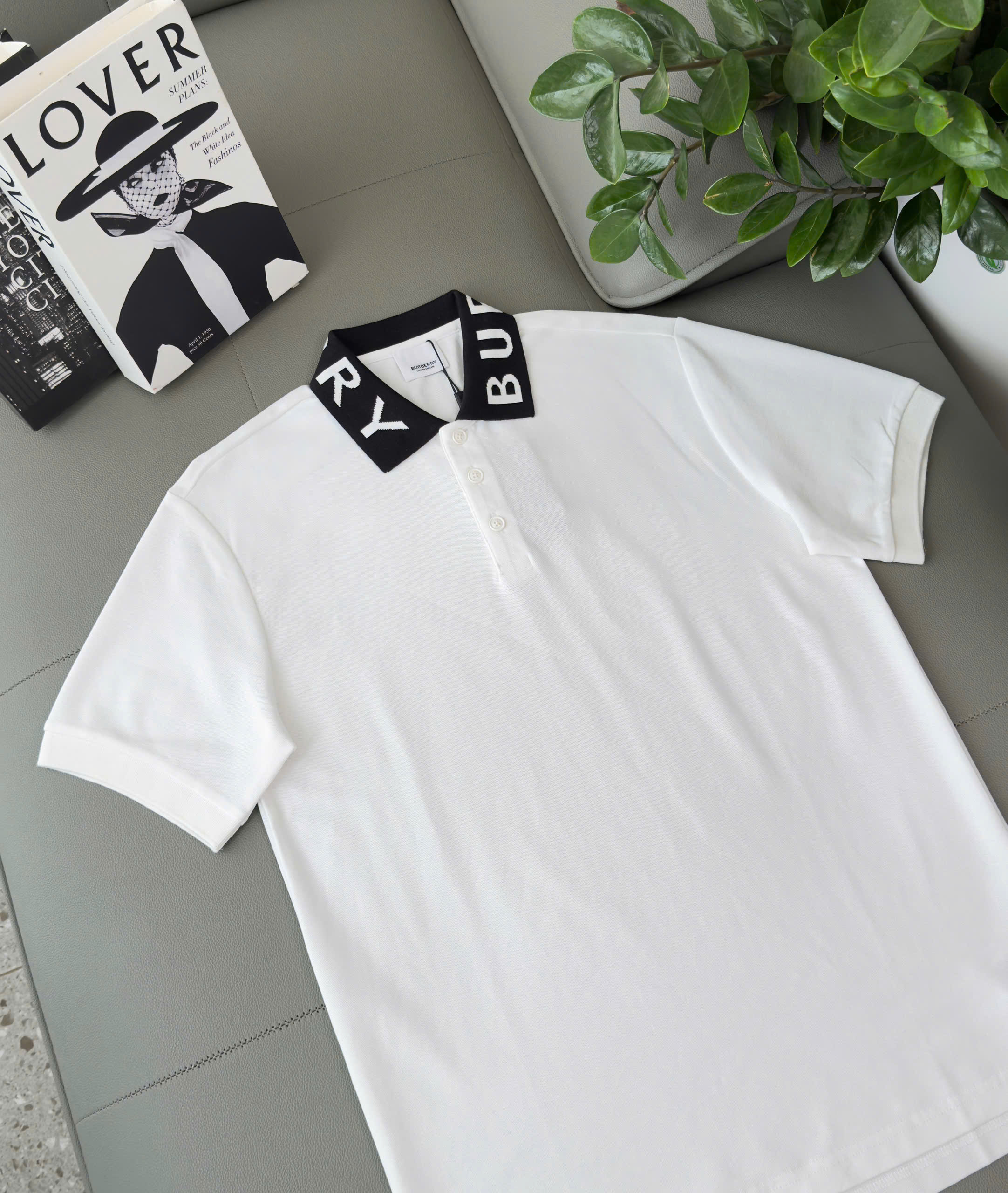 Áo polo Burberry BBR basic logo to check cổ Like Auth S-XL DDT\Trắng
