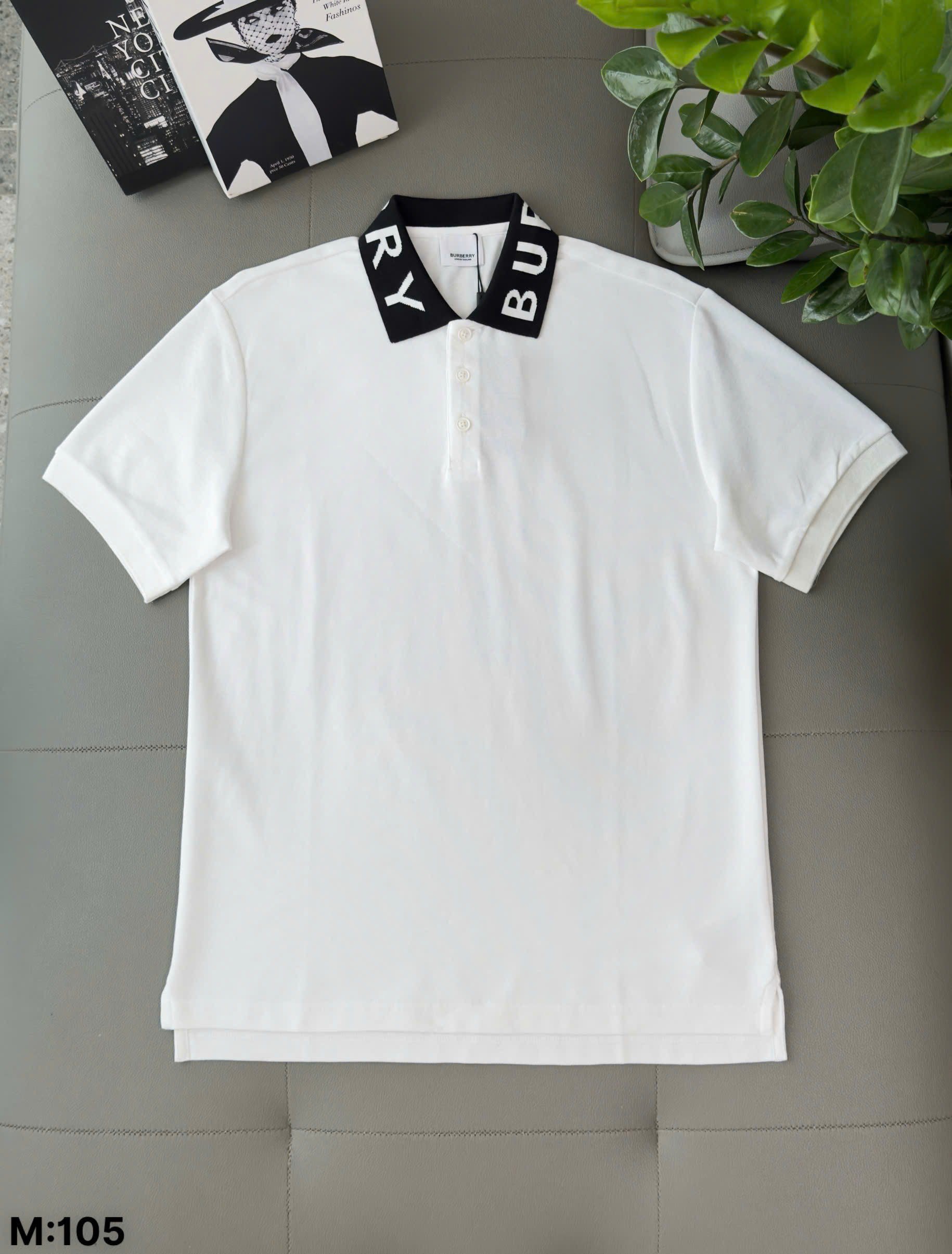 Áo polo Burberry BBR basic logo to check cổ Like Auth S-XL DDT\Trắng