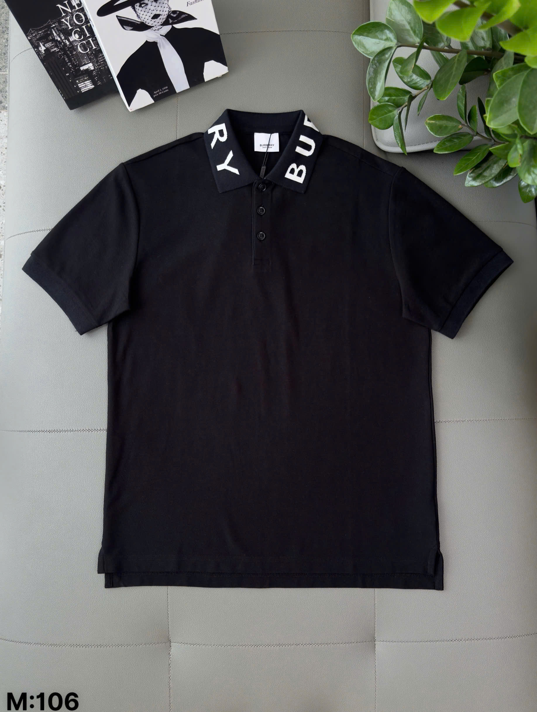Áo polo Burberry BBR basic logo to check cổ Like Auth S-XL DDT\Đen