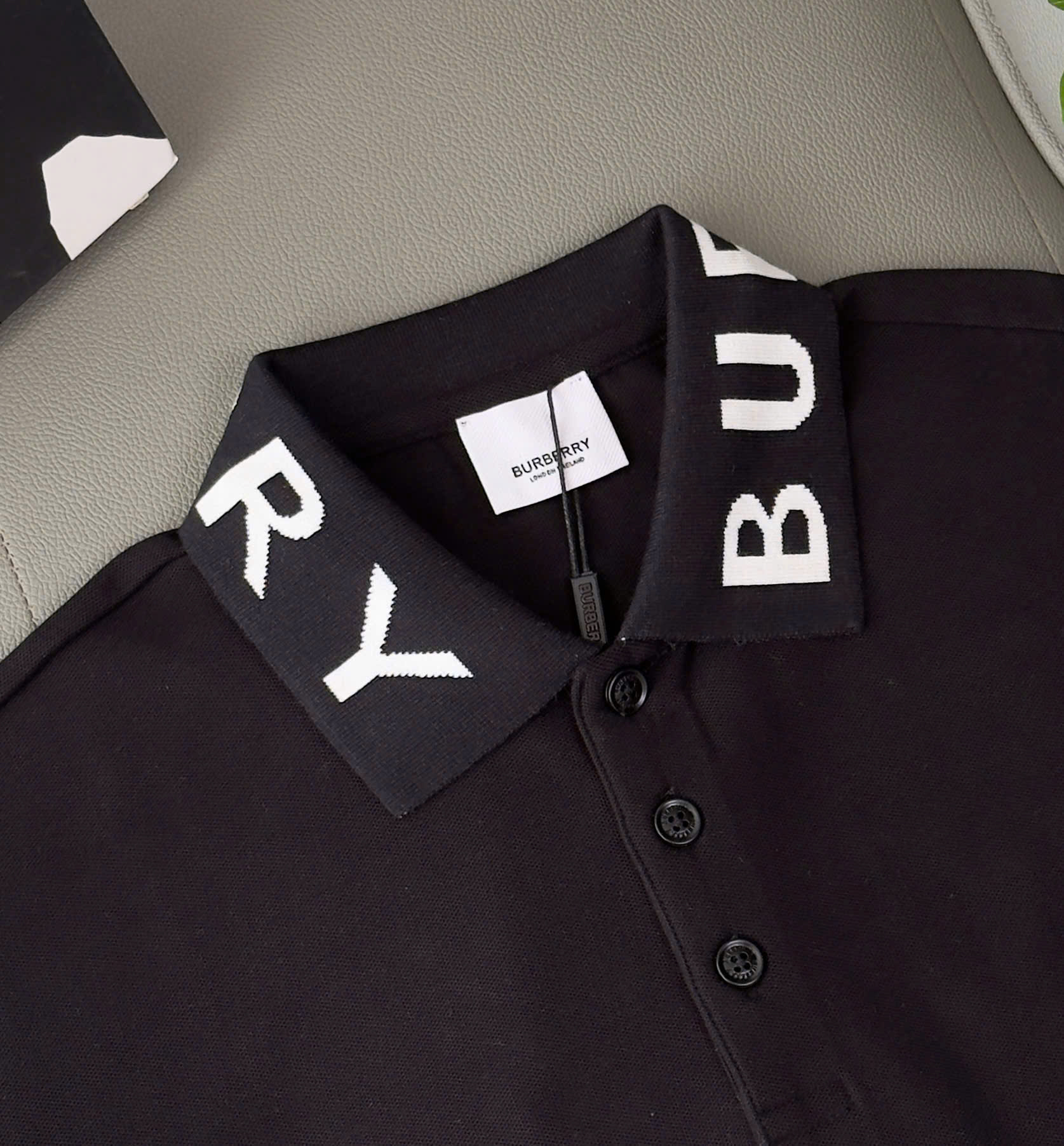 Áo polo Burberry BBR basic logo to check cổ Like Auth S-XL DDT\Đen