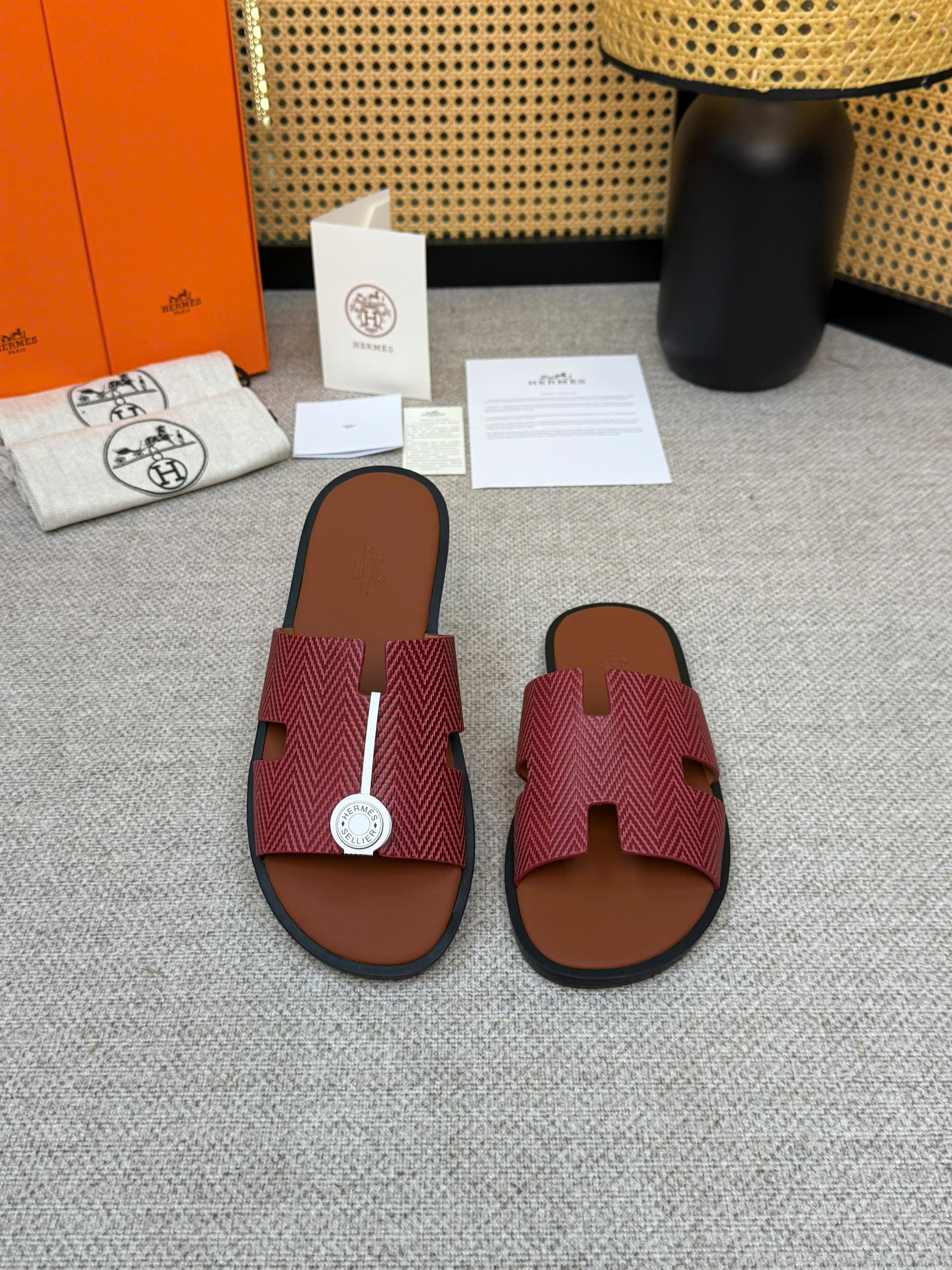 Dép lê Hermes HM Đỏ quai sọc chiếu Like Auth 1-1 on web 38-43 VTN