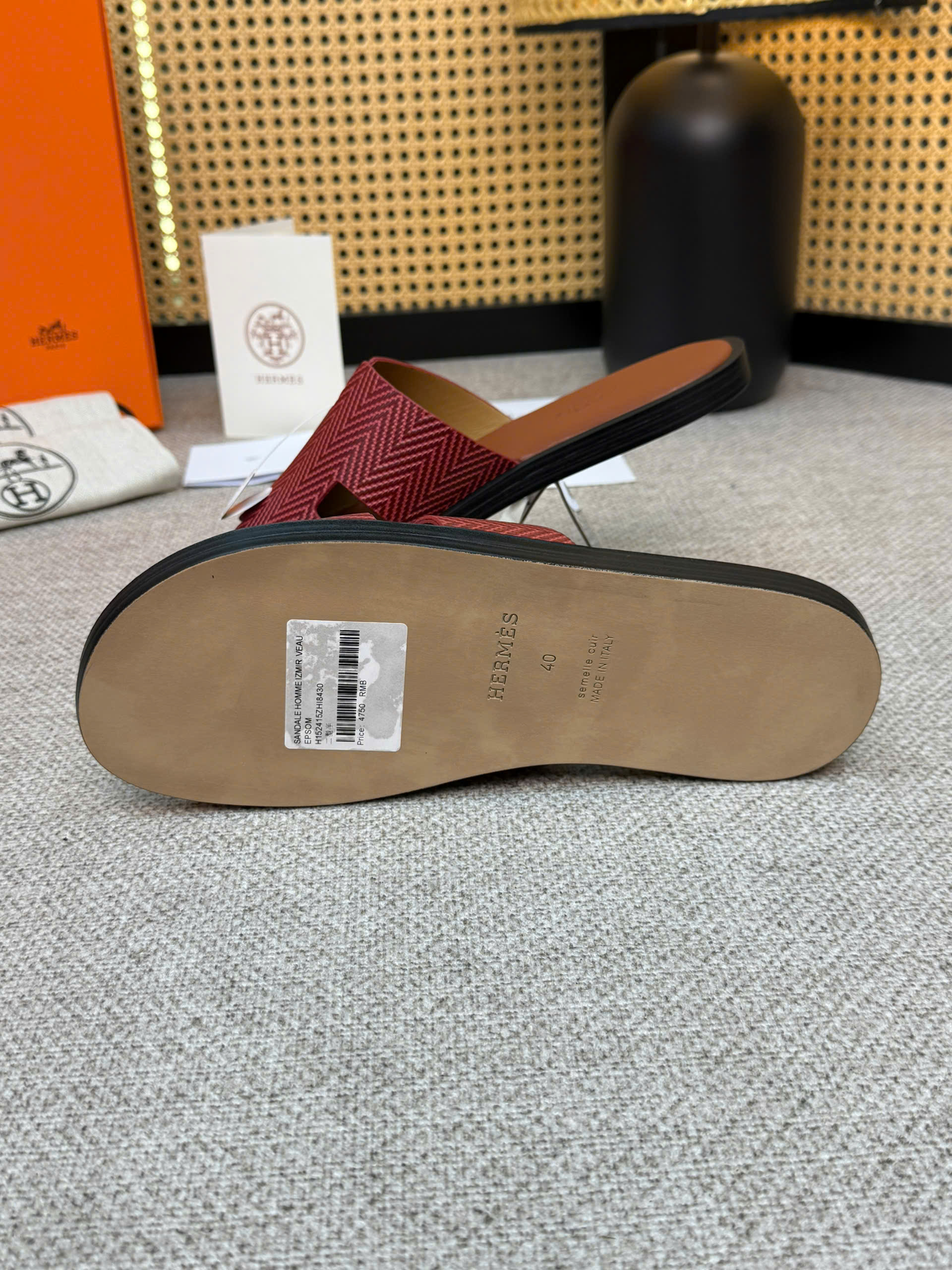 Dép lê Hermes HM Đỏ quai sọc chiếu Like Auth 1-1 on web 38-43 VTN