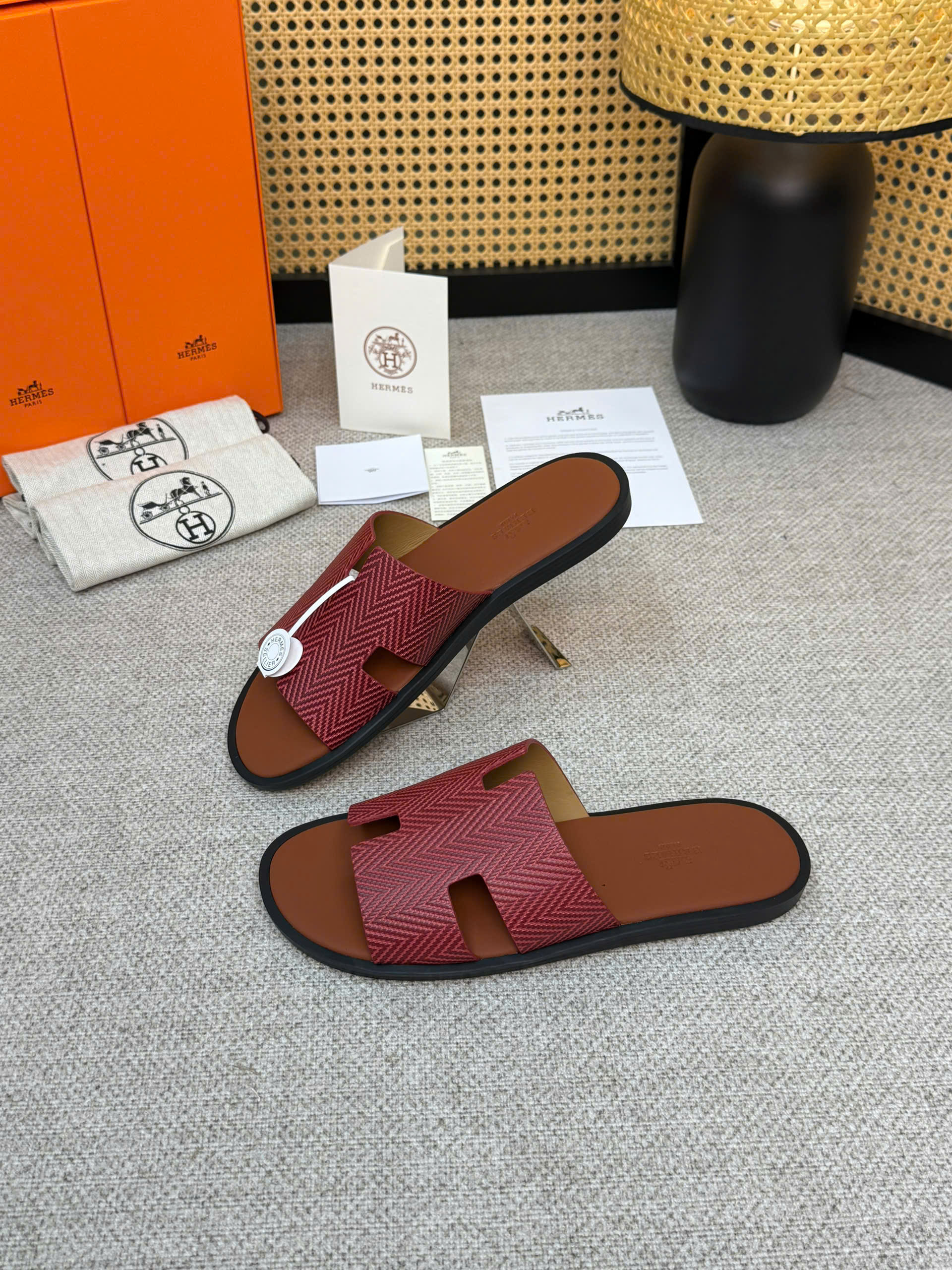 Dép lê Hermes HM Đỏ quai sọc chiếu Like Auth 1-1 on web 38-43 VTN