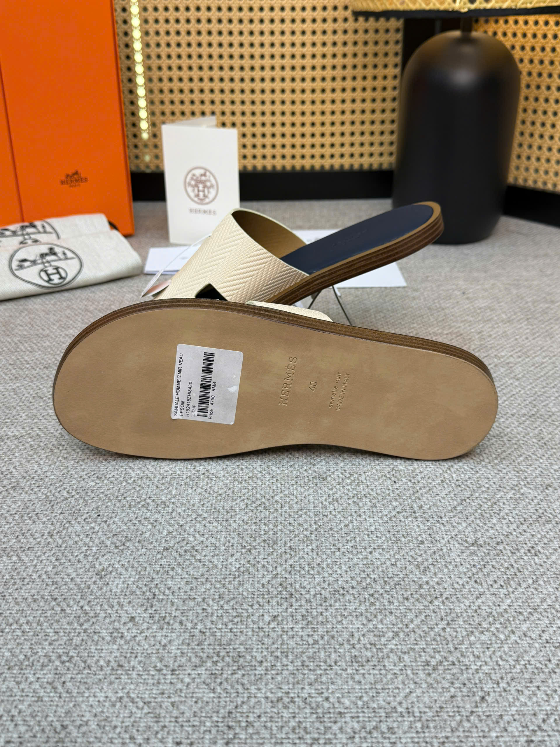 Dép lê Hermes HM Xanh than quai Be Like Auth 1-1 on web 38-43 VTN