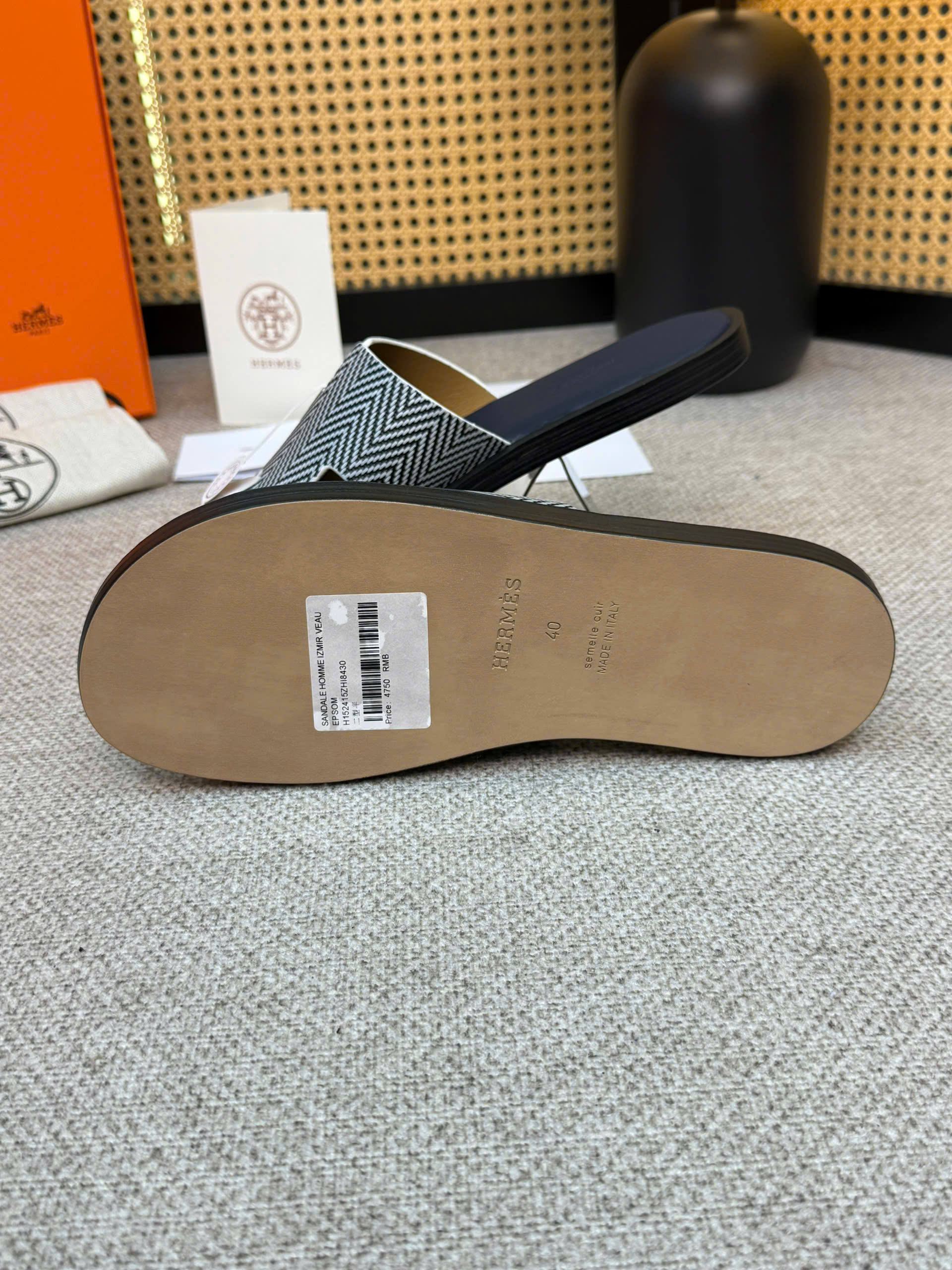 Dép lê Hermes HM Xanh Than quai sọc chiếu Like Auth 1-1 on web 38-43 VTN