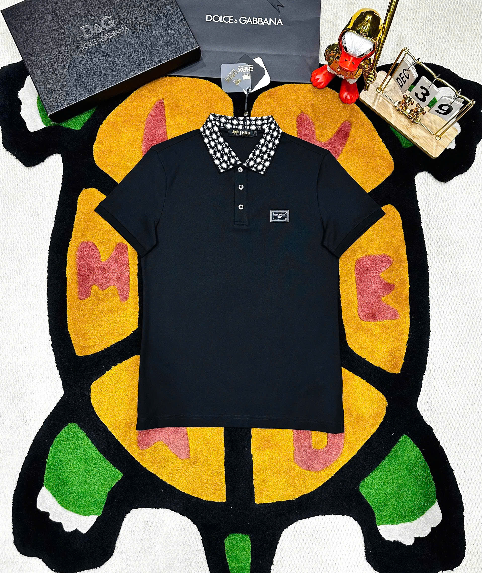 Áo polo Dolce Gabbana DG logo check cổ tag vuông ngực Like Auth S-XL MK