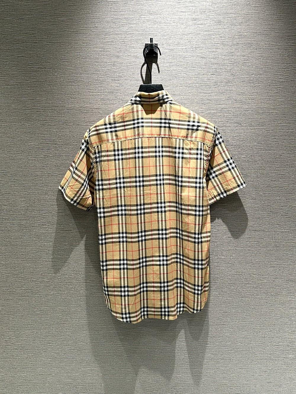 Áo sơ mi cộc tay Burberry BBR Nâu kẻ sọc basic túi ngực phối khuy cổ Like Auth on web VTN
