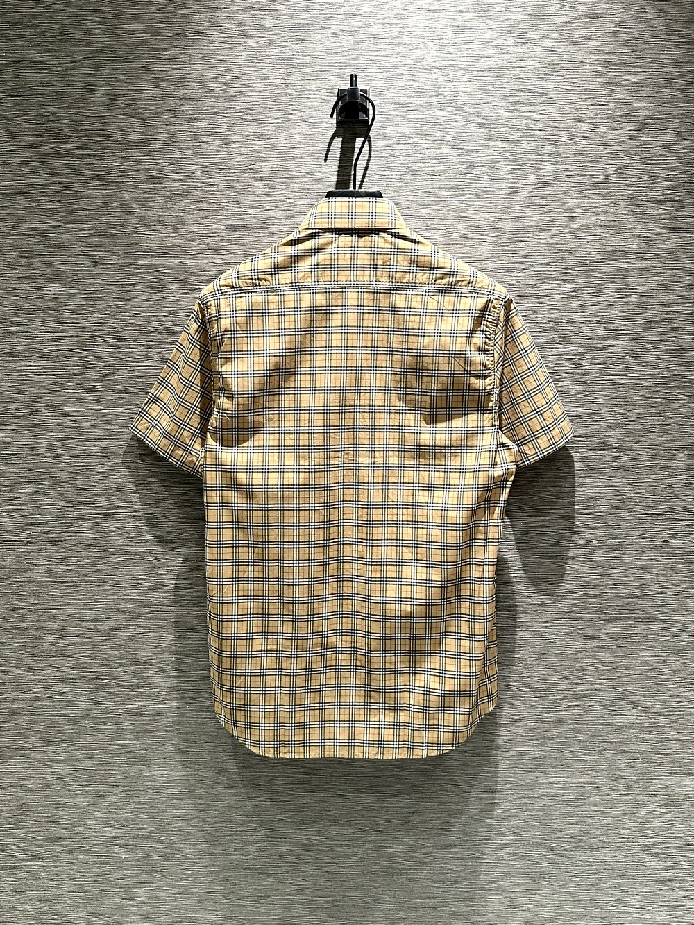 Áo sơ mi cộc tay Burberry BBR Nâu kẻ sọc nhỏ basic túi ngực phối khuy cổ Like Auth on web VTN