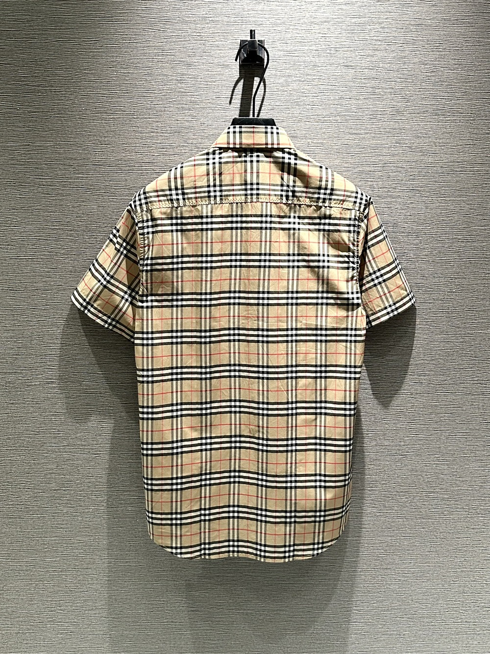 Áo sơ mi cộc tay Burberry BBR Nâu kẻ sọc to basic túi ngực Like Auth on web VTN