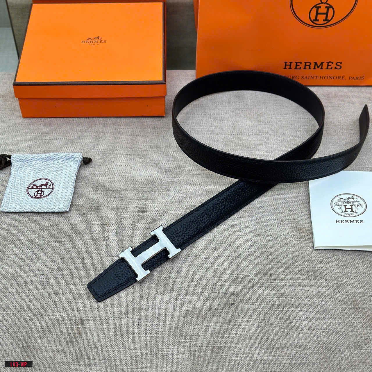 Thắt lưng, dây nịt, belt Hermes HM Đen sần mặt logo H Bạc trơn Like Auth 1-1 on web fullbox LVQ