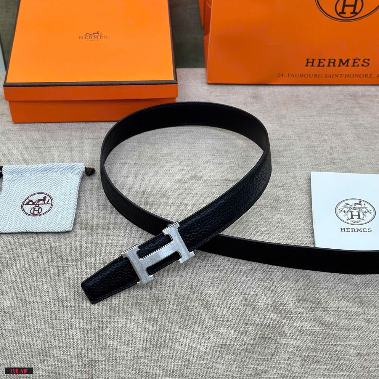 Thắt lưng, dây nịt, belt Hermes HM Đen sần mặt logo H Bạc trơn Like Auth 1-1 on web fullbox LVQ