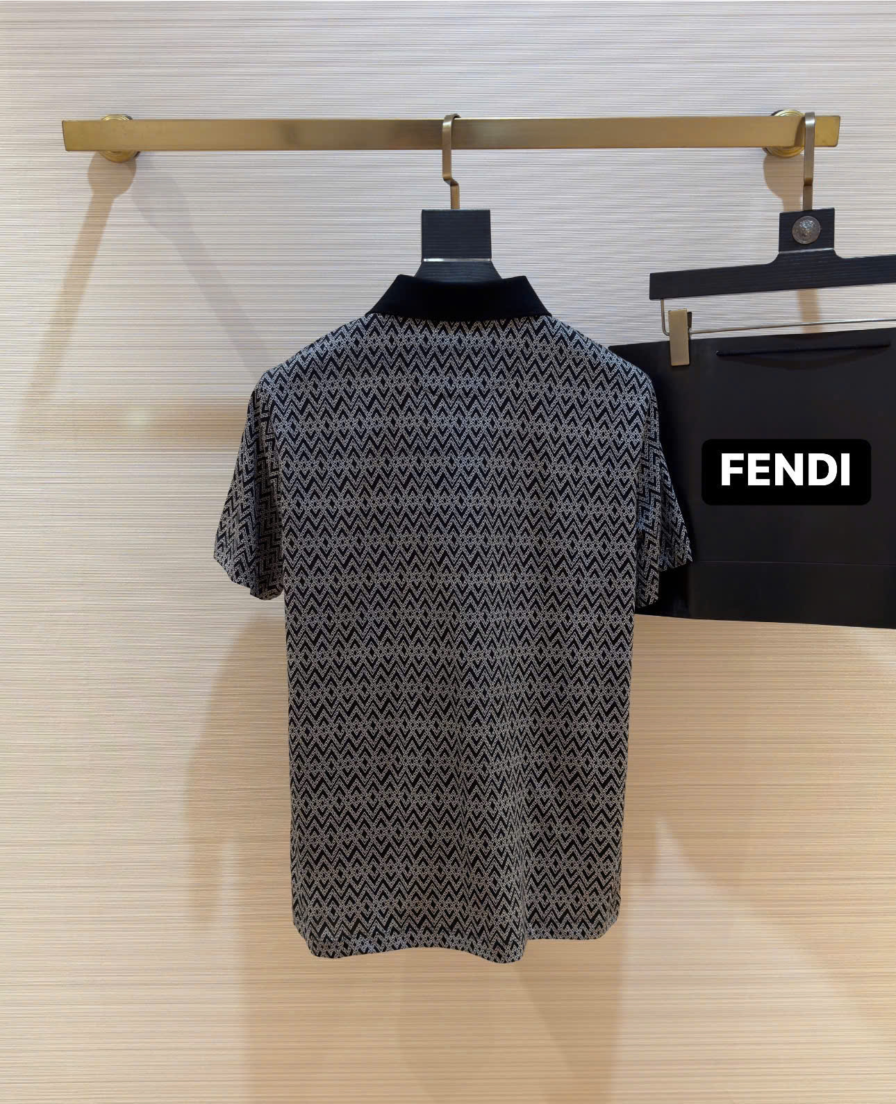 Áo polo Fendi FF họa tiết logo Đen Trắng Like Auth 1-1 on web DDT