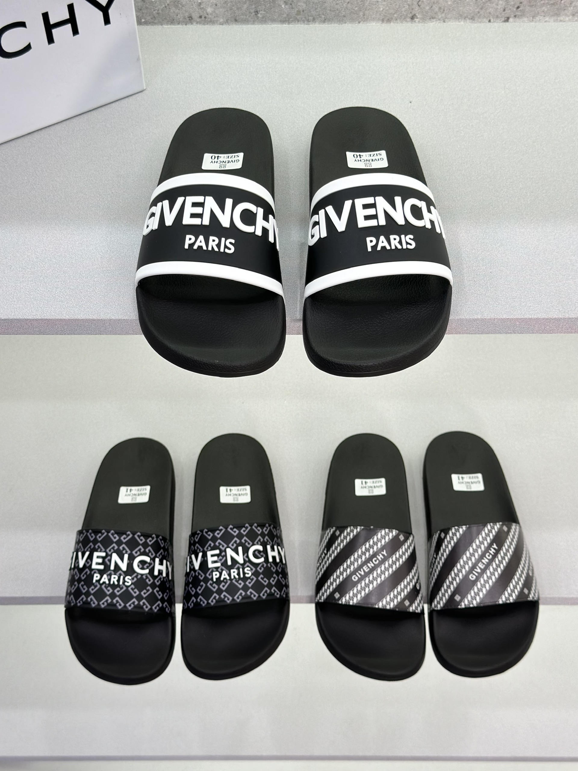Dép lê quai ngang Givenchy GVC họa tiết G logo chữ Trắng nổi Like Auth on web fullbox bill thẻ VTN