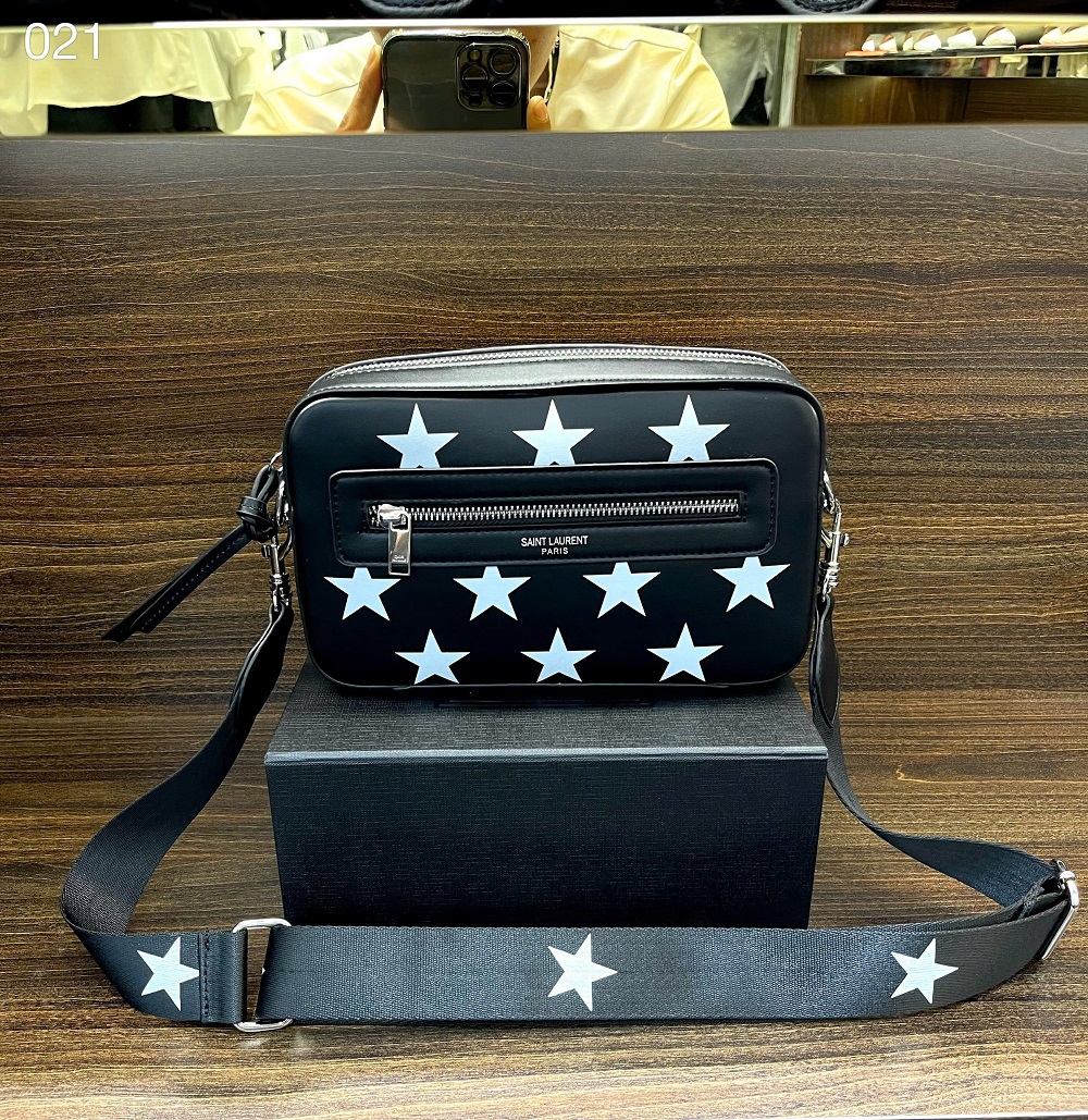 Túi đeo chéo Saint Laurent YSL Đen họa tiết  ngôi sao Like Auth on web fullbox bill thẻ MK