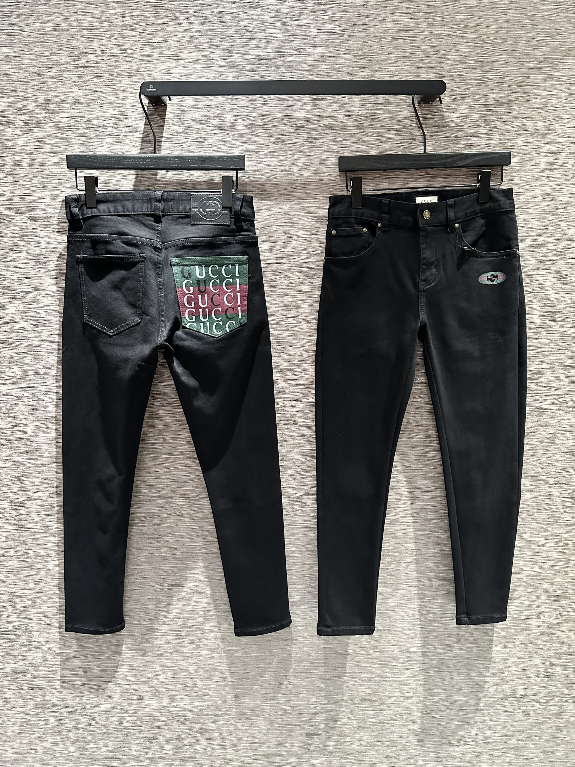 Quần Jean Gucci GC Đen kẻ sọc Xanh Đỏ loogo chữ túi sau Like Auth on web VTN