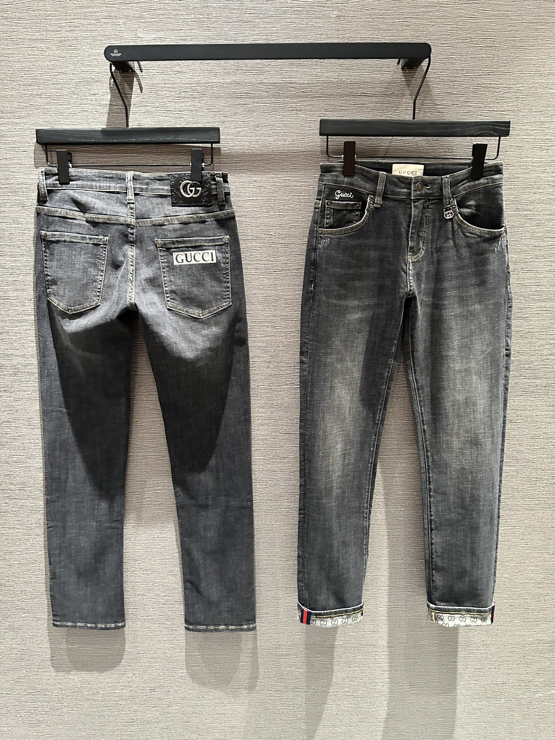 Quần Jean Gucci GC Xám rách xước logo chữ túi Like Auth on web VTN