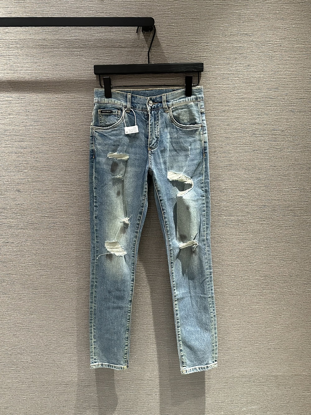 Quần Jean Dolce Gabbana DG Xanh bạc rách mài logo tag vuông túi sau Like Auth on web VTN