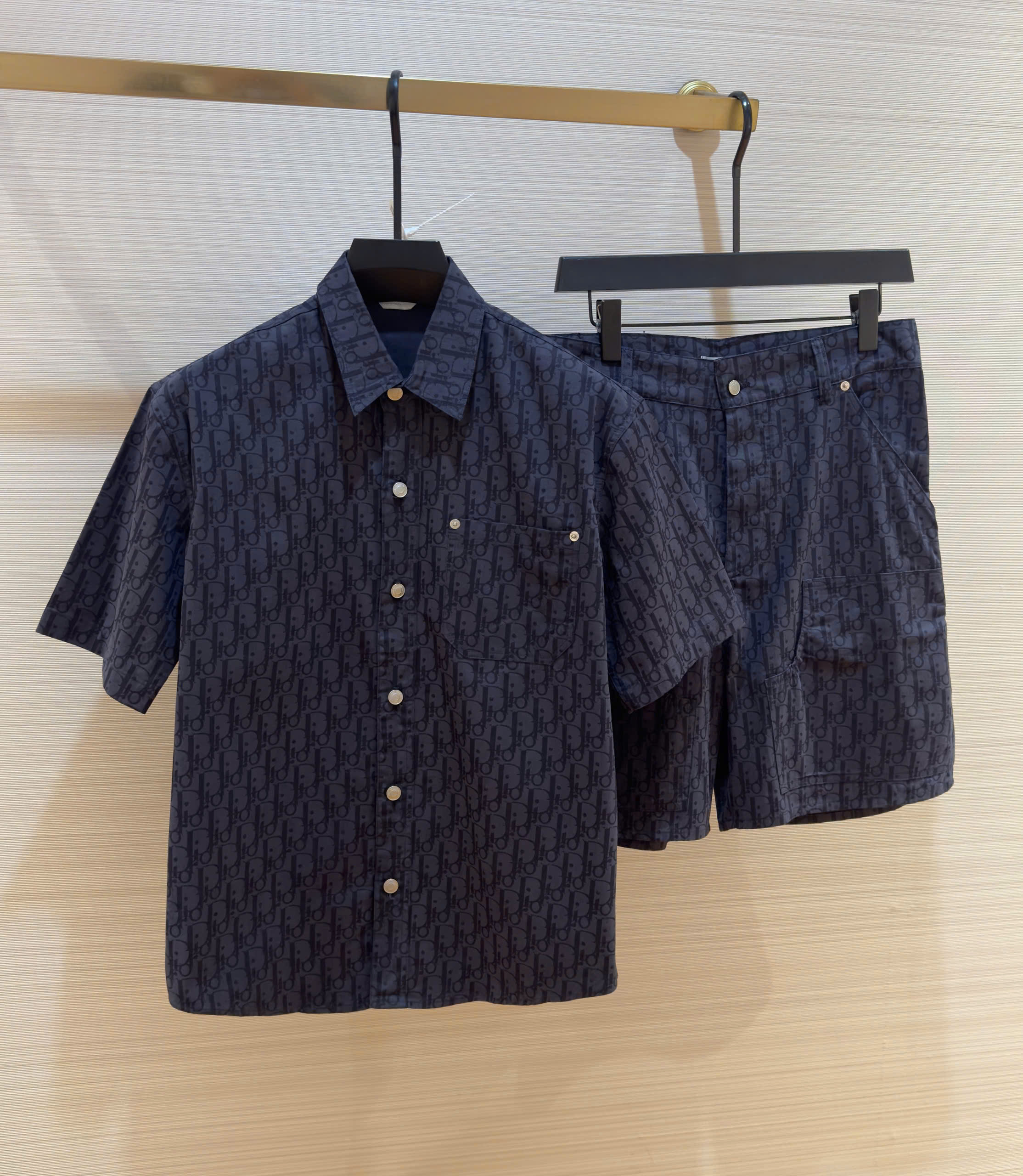 Bộ, Set hè Jean Dior CD Xanh than họa tiết logo chữ full Like Auth on web DDT