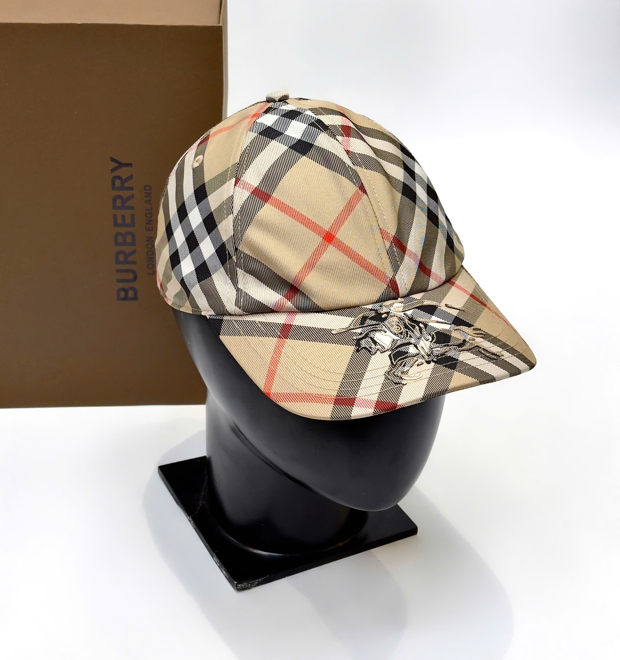 Mũ lưỡi trai, nón kết Burberry BBR kẻ sọc logo ngựa thêu Like Auth fullbox DDT