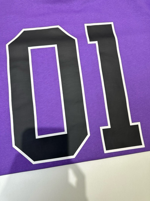 Áo phông T-shirt Balenciaga B Tím logo chữ 01 Đen viền Trắng Like Auth on web VTN
