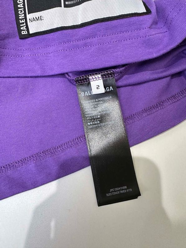 Áo phông T-shirt Balenciaga B Tím logo chữ 01 Đen viền Trắng Like Auth on web VTN