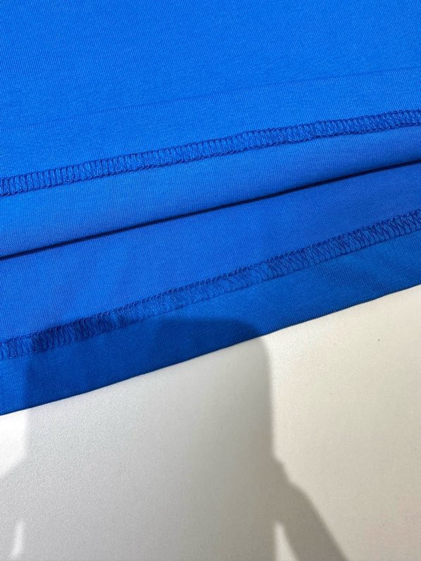 Áo phông T-shirt Balenciaga B Xanh Dương logo chữ 01 Trắng viền Xám Like Auth on web VTN