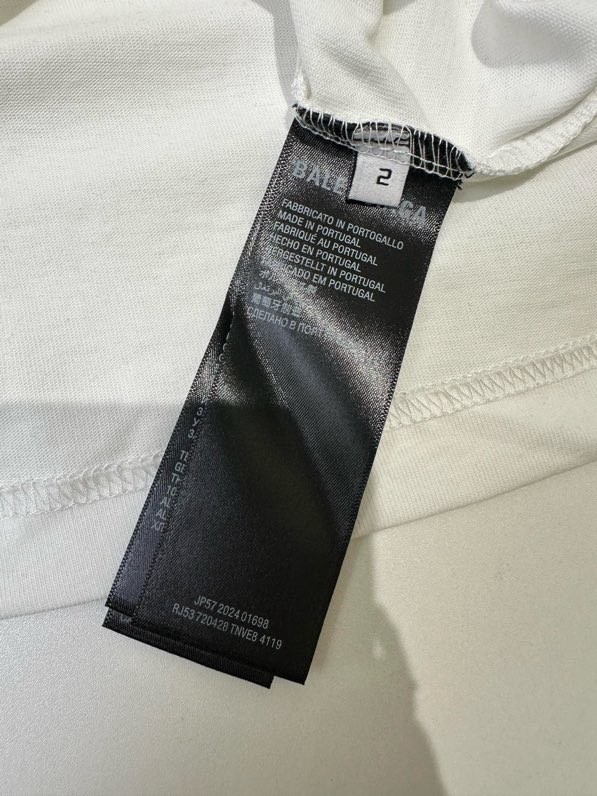 Áo phông T-shirt Balenciaga B Trắng logo chữ 01 Đen viền Xám Like Auth on web VTN