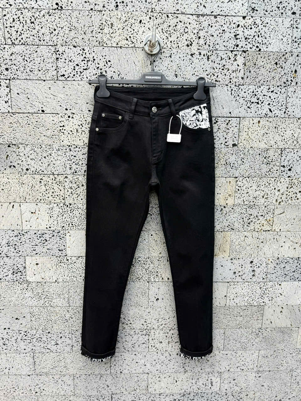Quần Jean Dior CD Đen họa tiết Trắng túi Like Auth NV